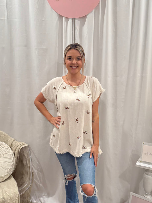 Cream Bow Top