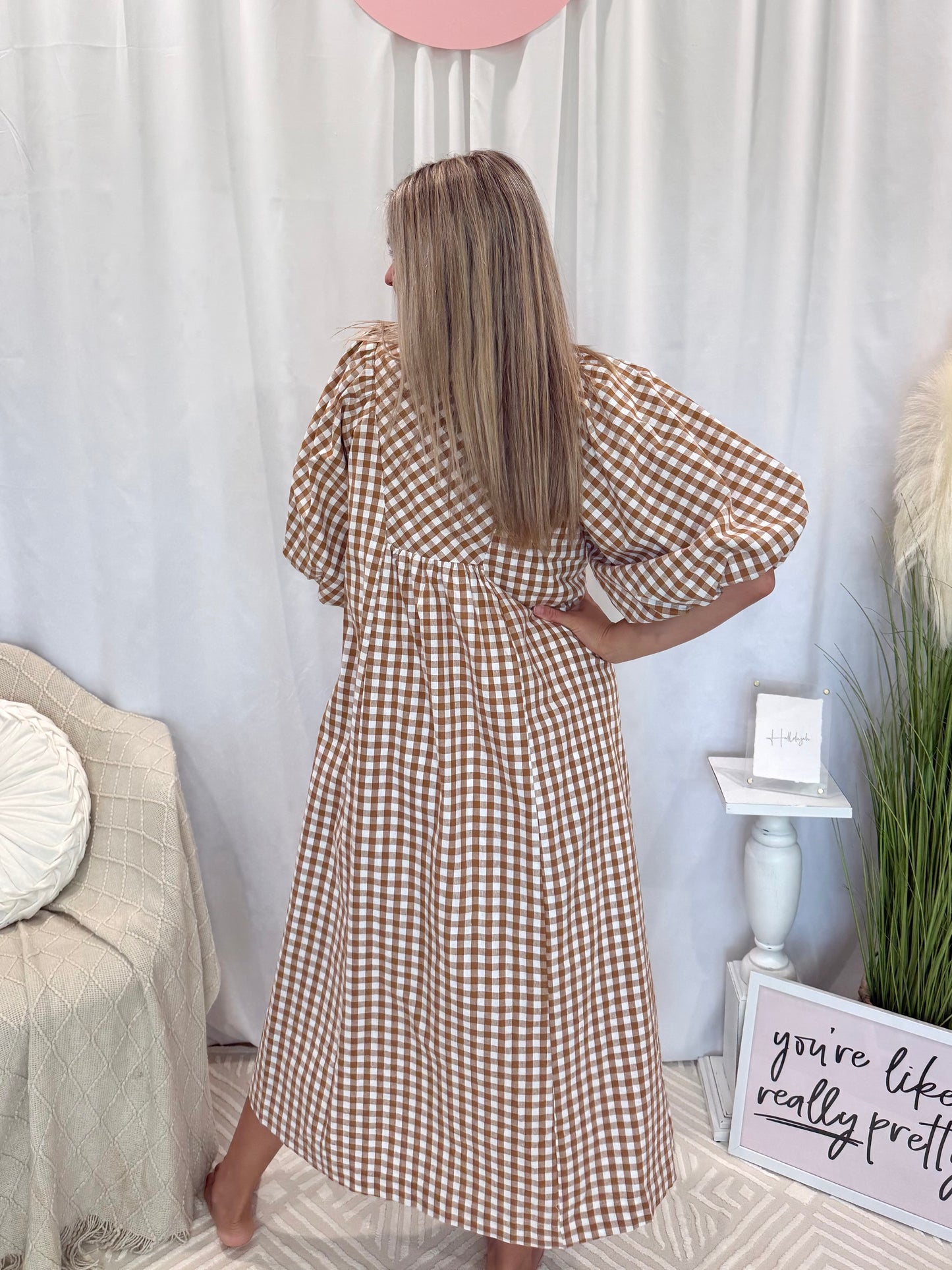 Cinnamon Gingham Dress