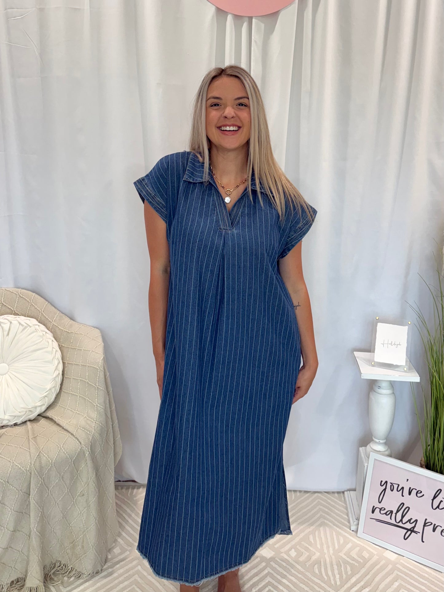 Dark Denim Delight Dress (Pockets!)
