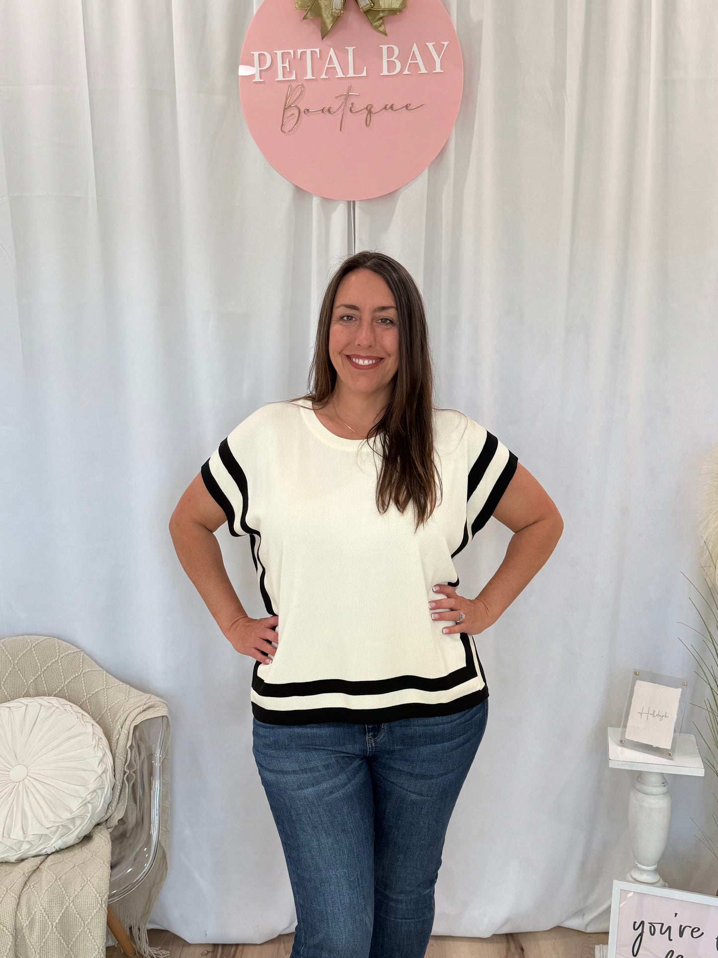Cream Lines Top