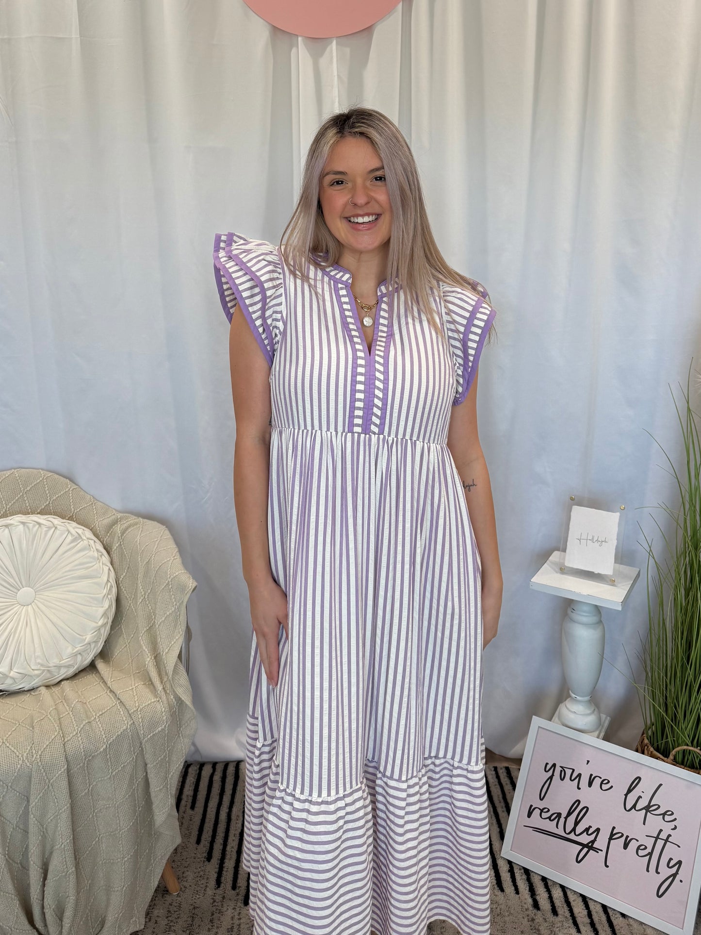 Elderberry Striped Dress (Pockets!)