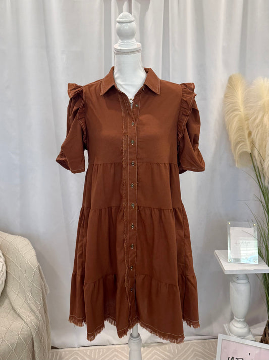 Caramel Linen Luxury Dress (Pockets!)