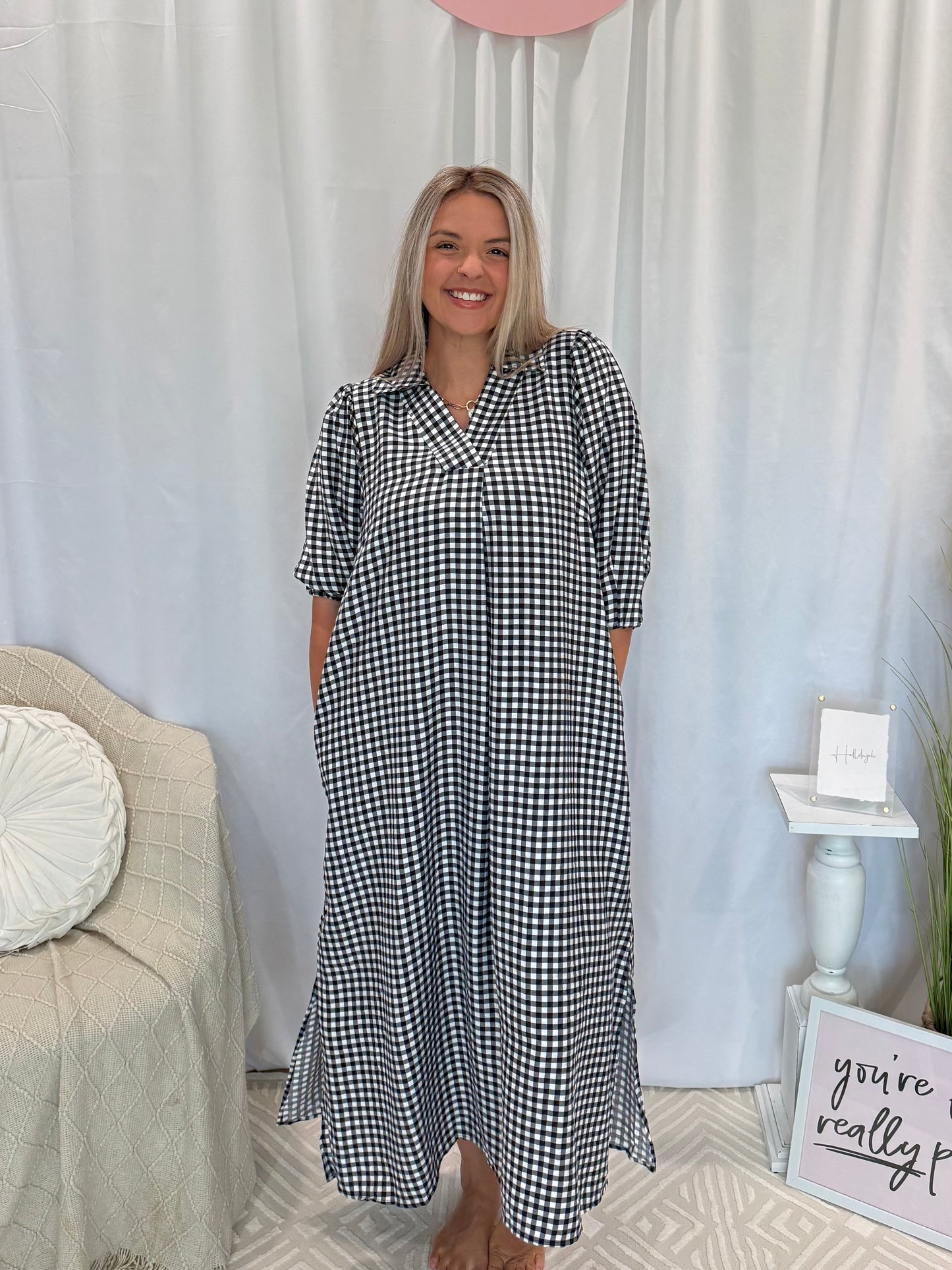 Onyx Gingham Dress (Pockets!)
