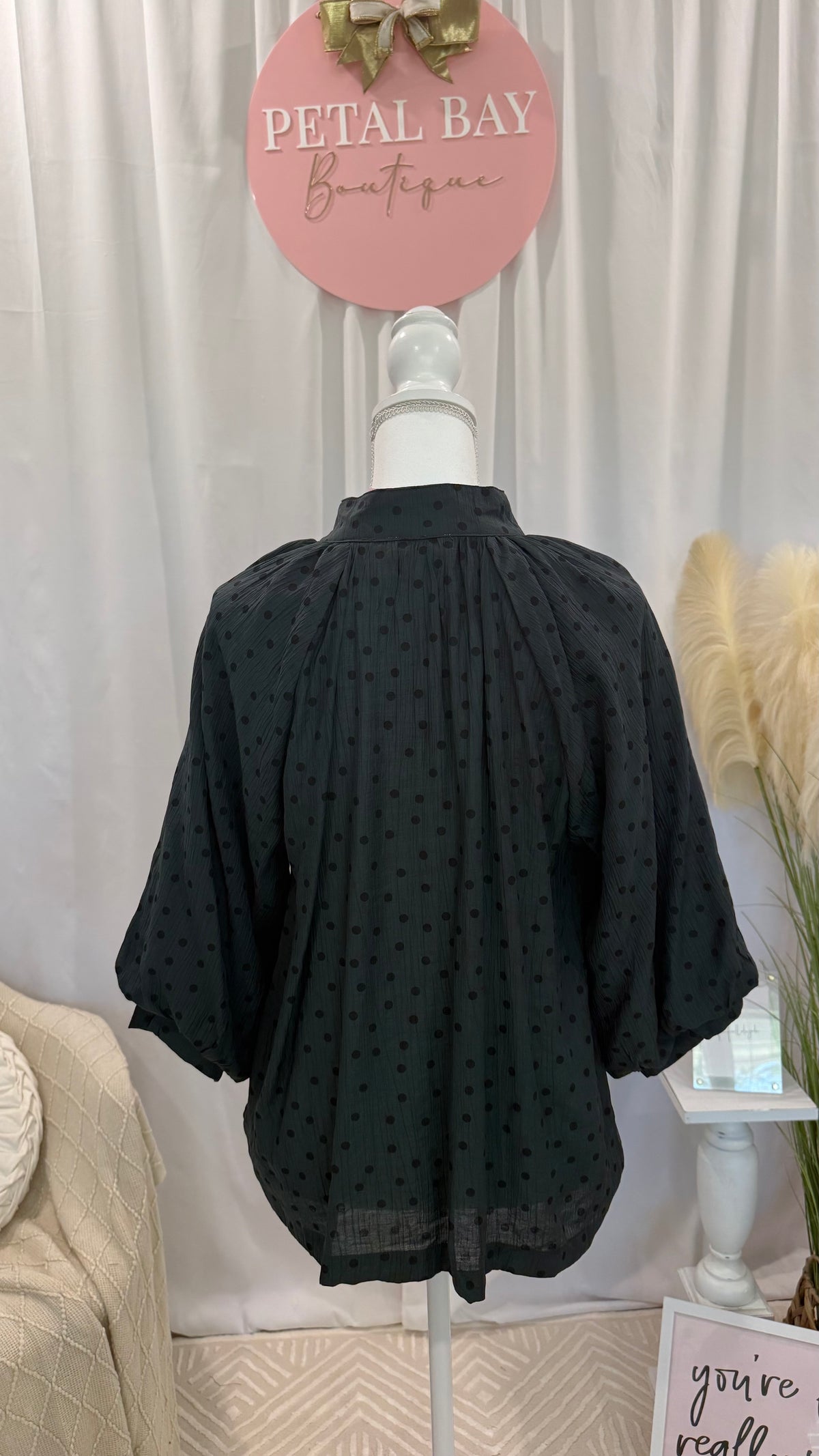 Evergreen Polka Dot Top