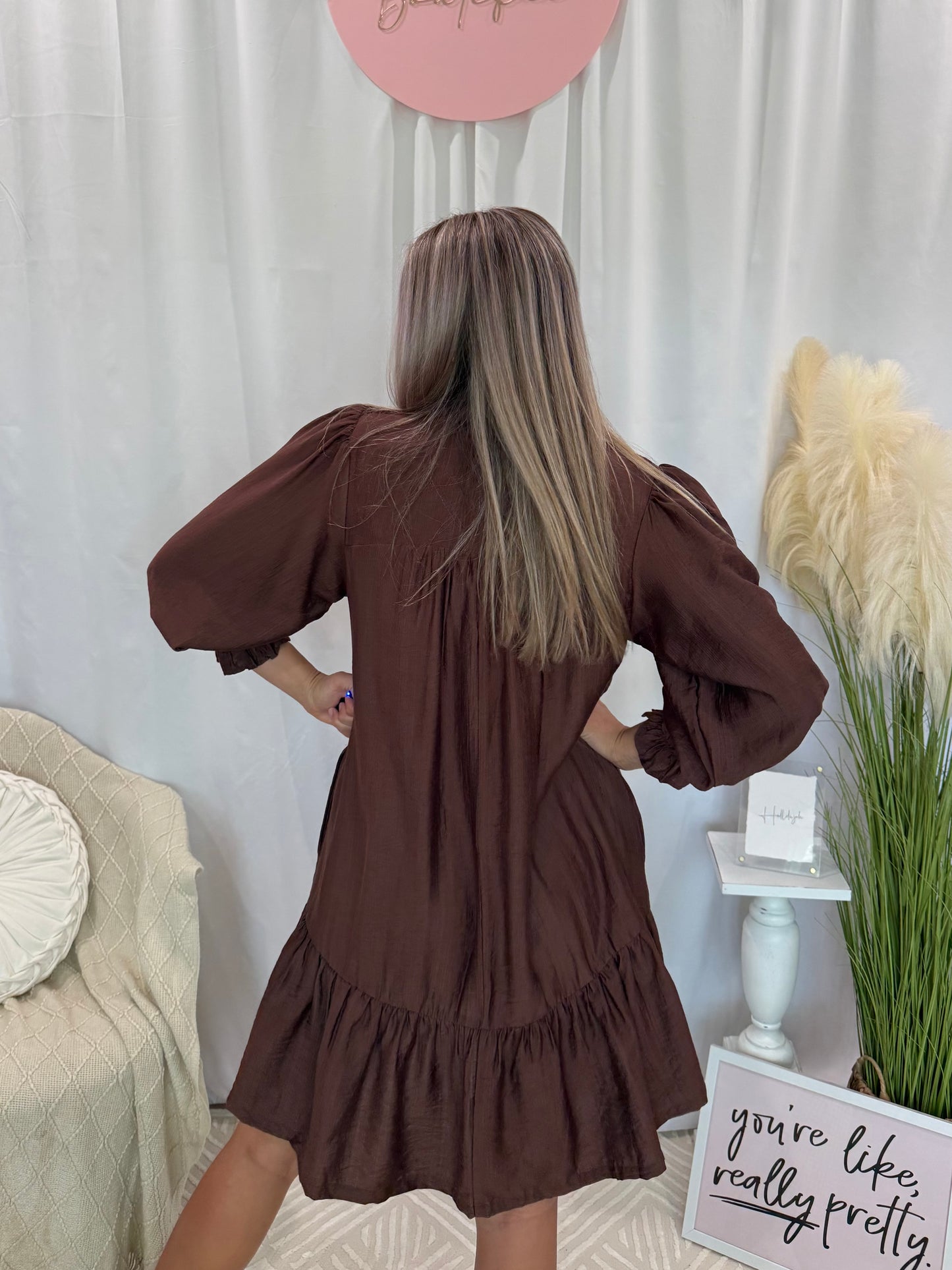 Free To Be Chocolate Dress (Pockets!)