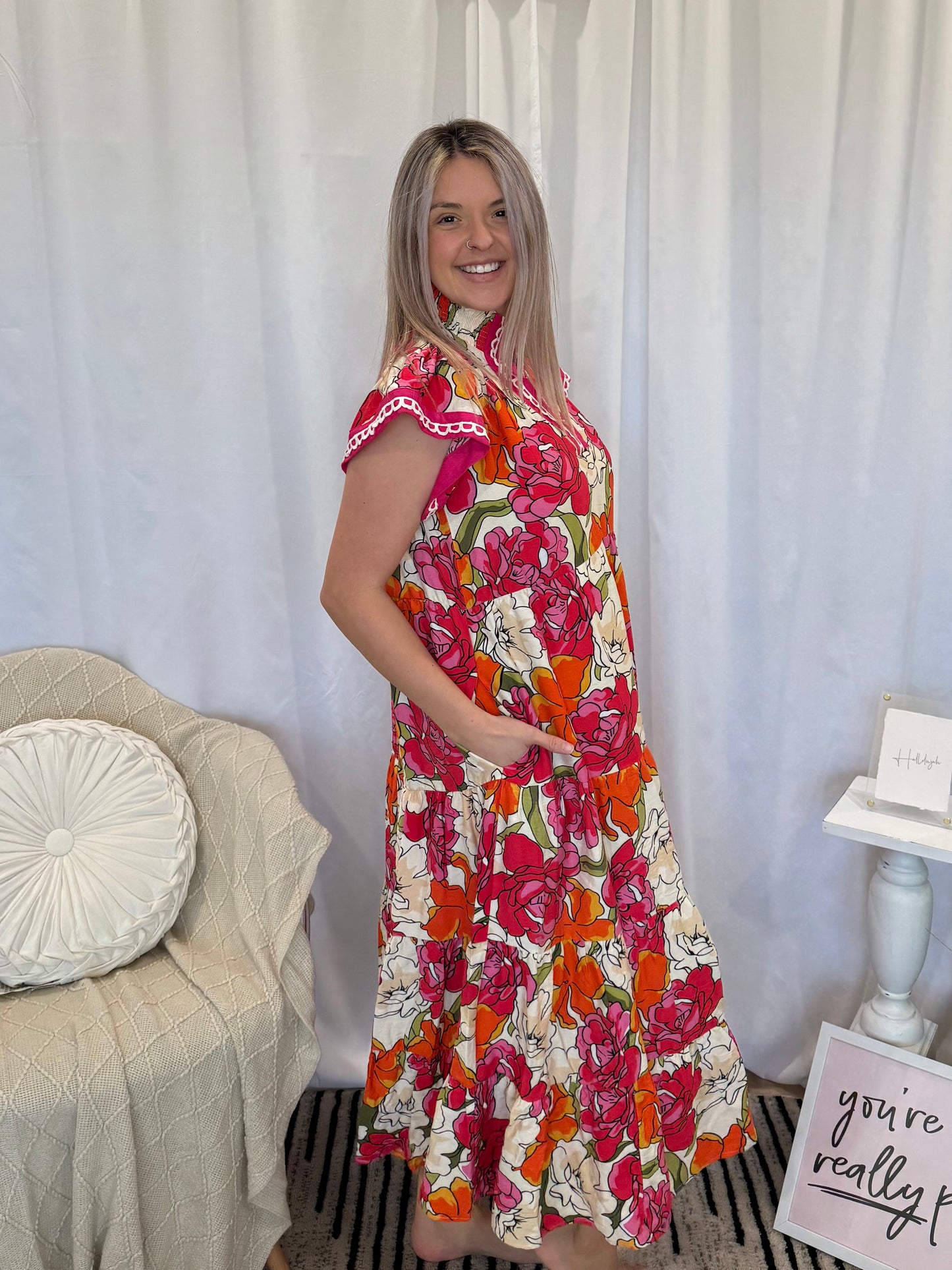 Pink Tulip Dress (Pockets!)