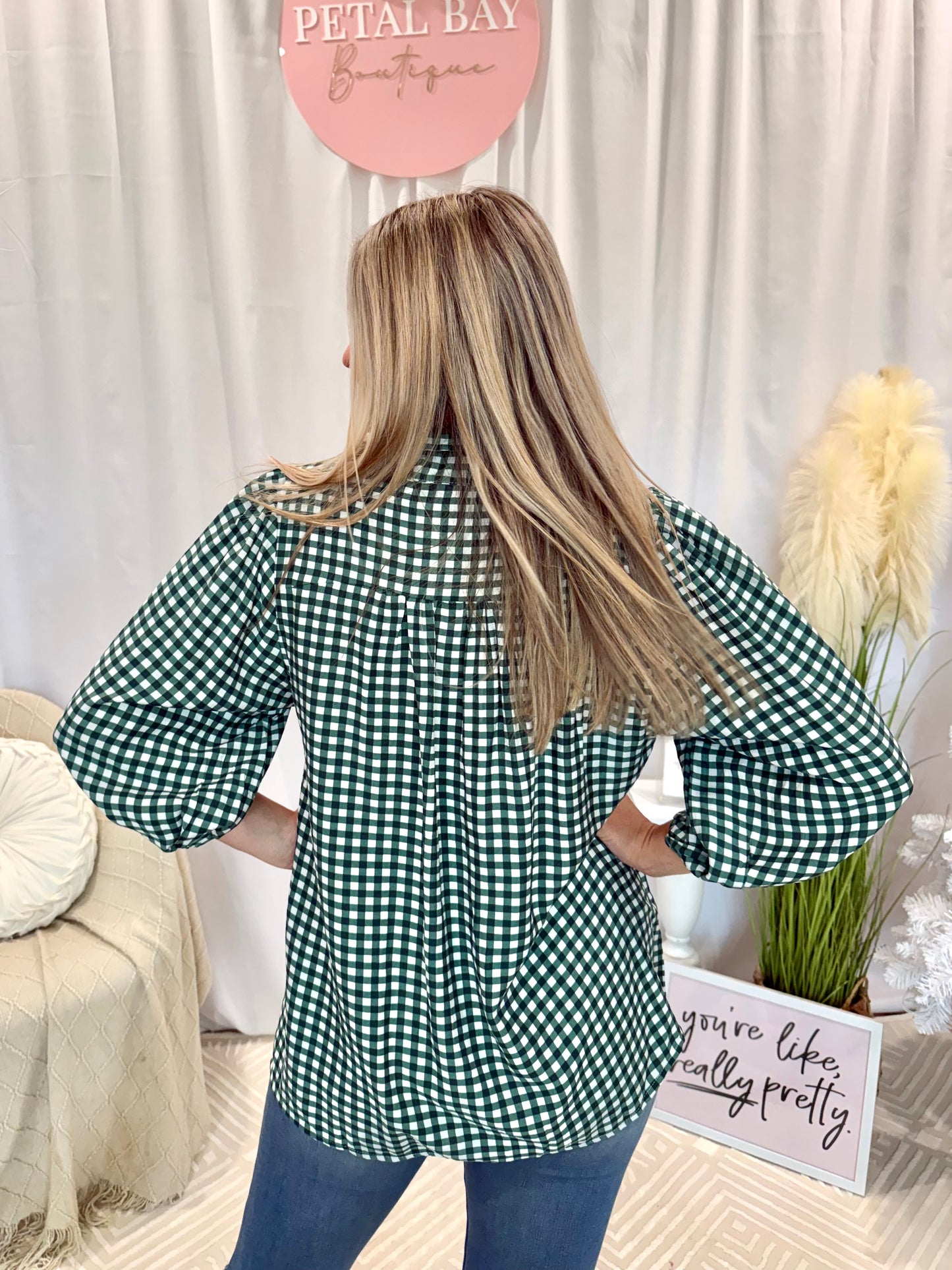 Forest Gingham Top