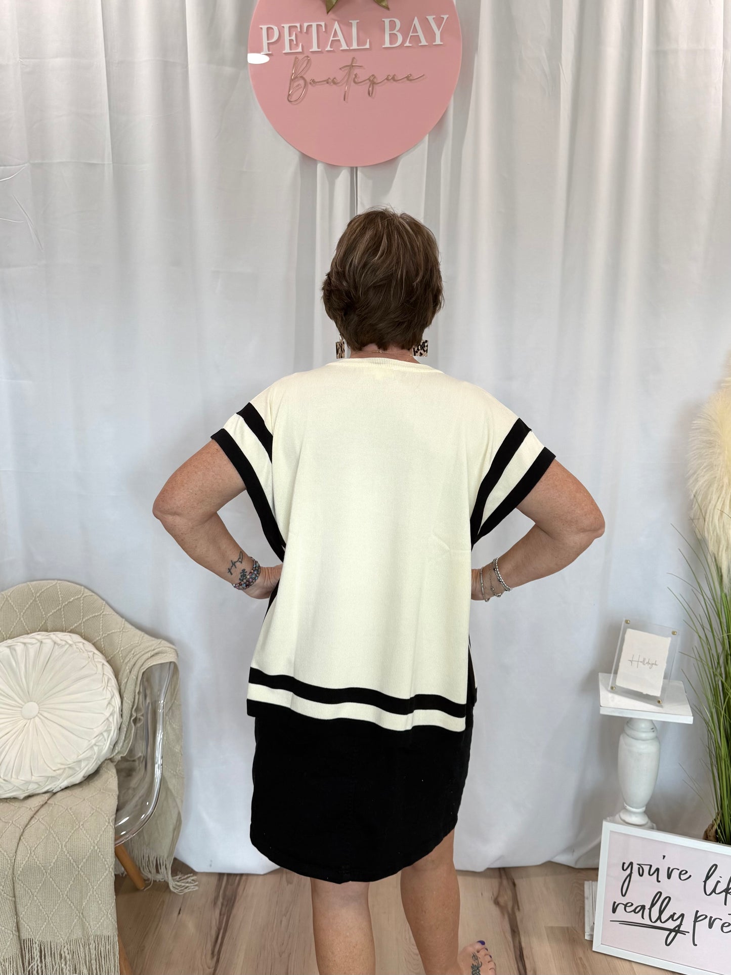 Cream Lines Top