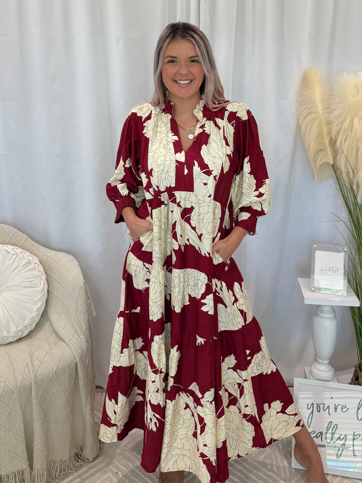 Ruby Delight Midi Dress (Pockets!)