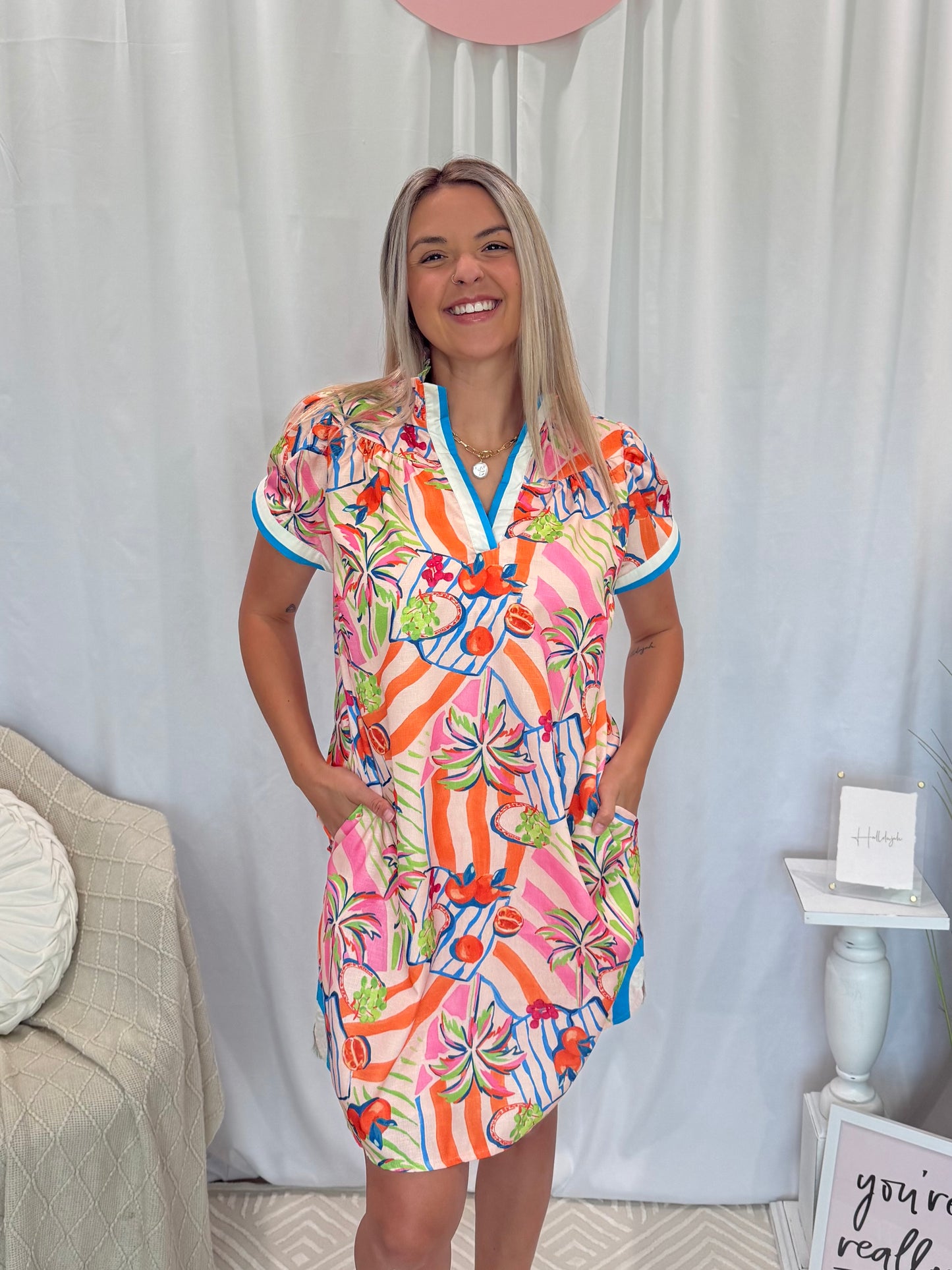 Tangerine Love Dress (Pockets!)