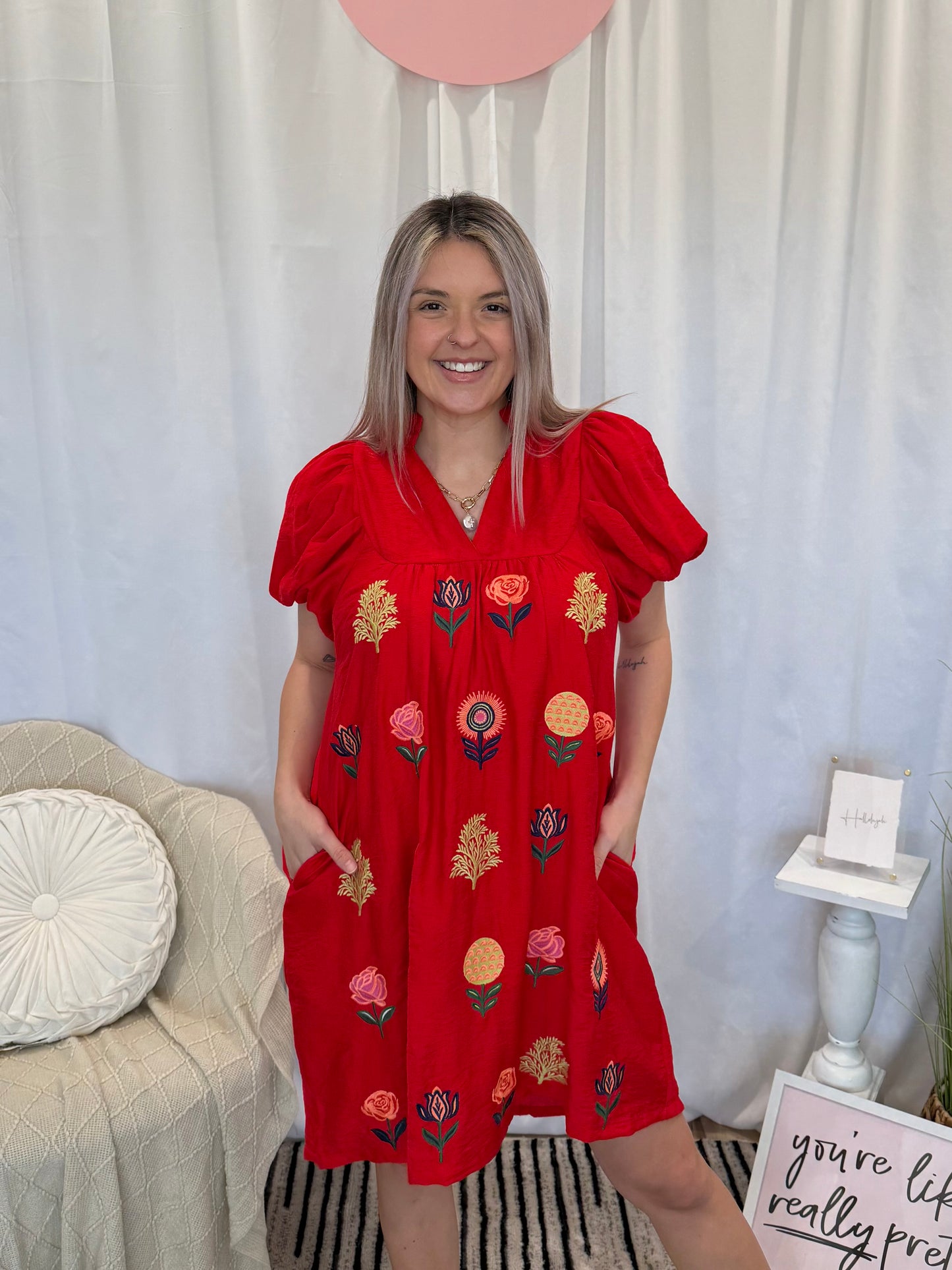 Scarlet Rose Dress (Pockets!)