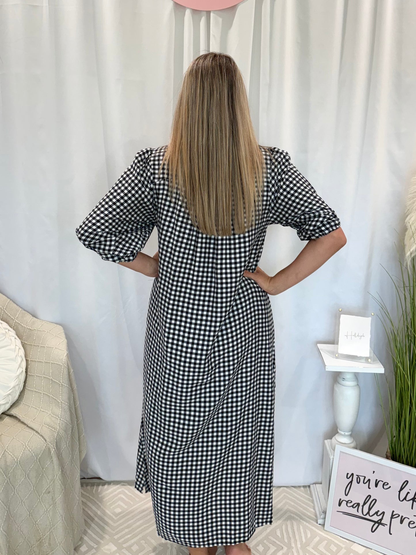 Onyx Gingham Dress (Pockets!)