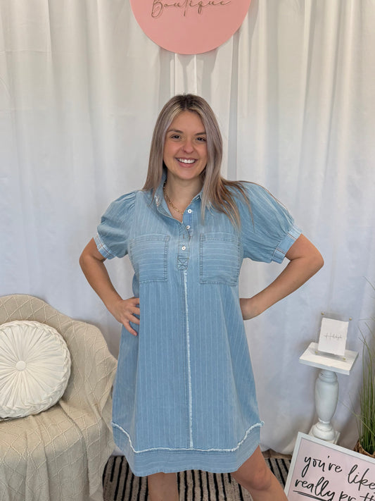 Light Blue Agave Denim Dress