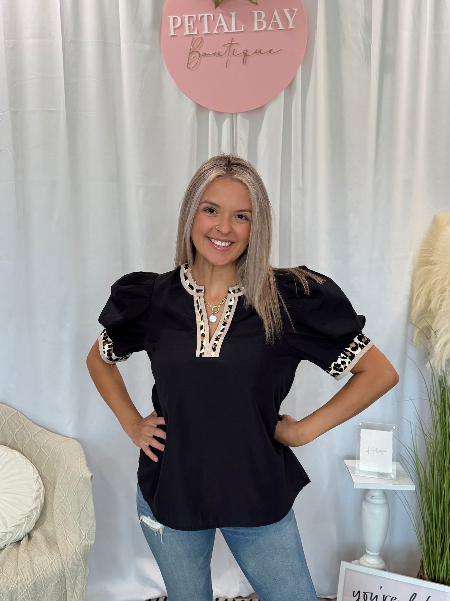Black Cheetah Top