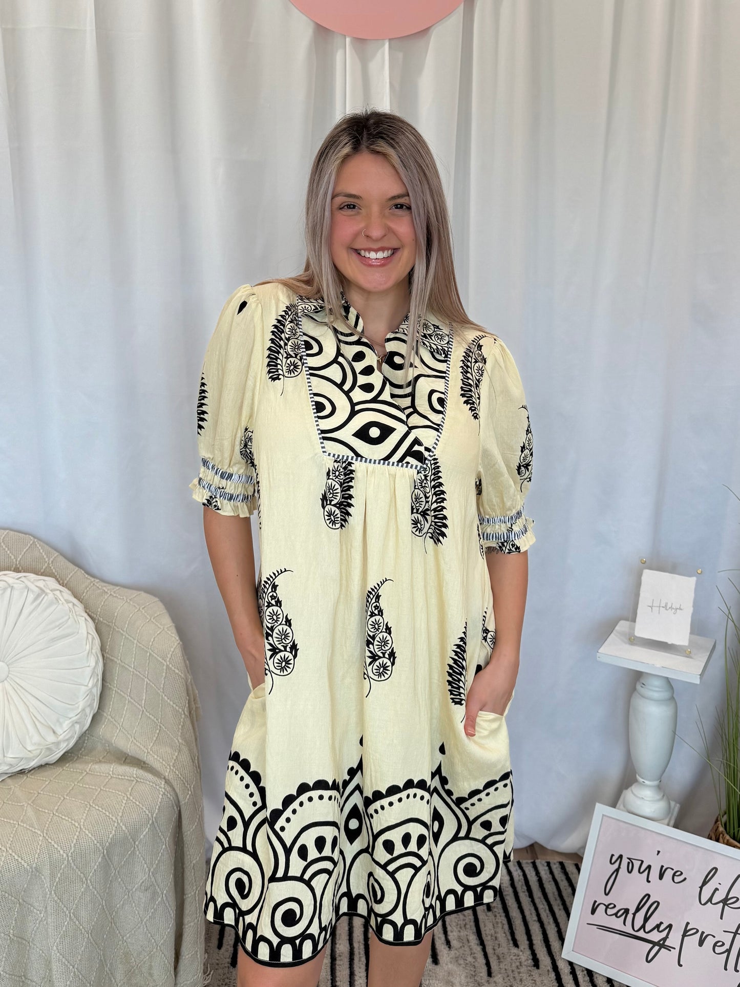 Cream Love Dress (Pockets!)