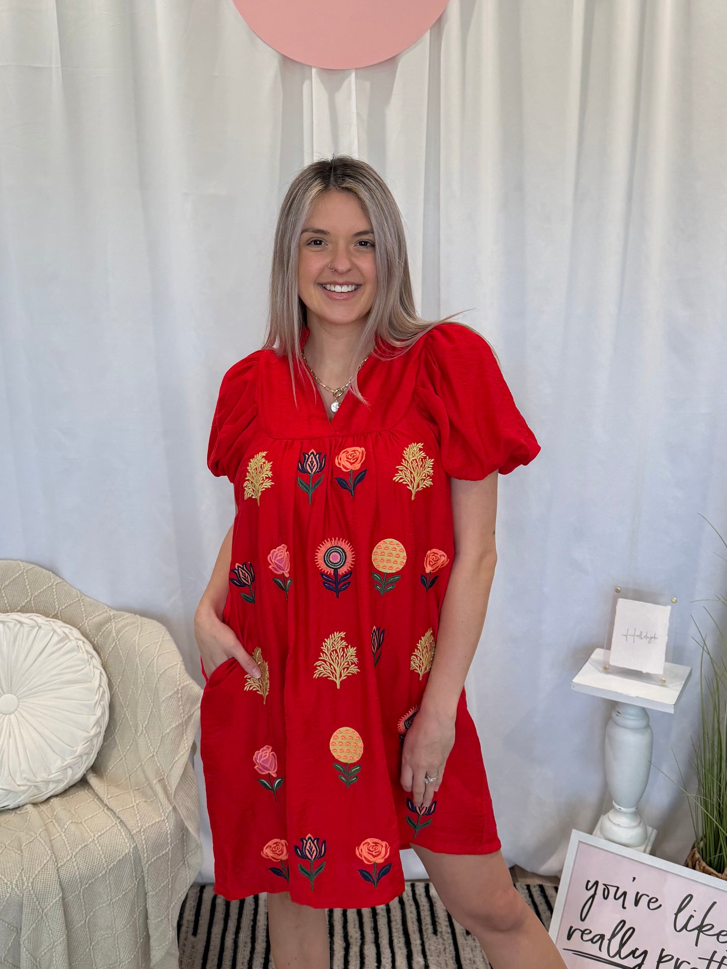 Scarlet Rose Dress (Pockets!)