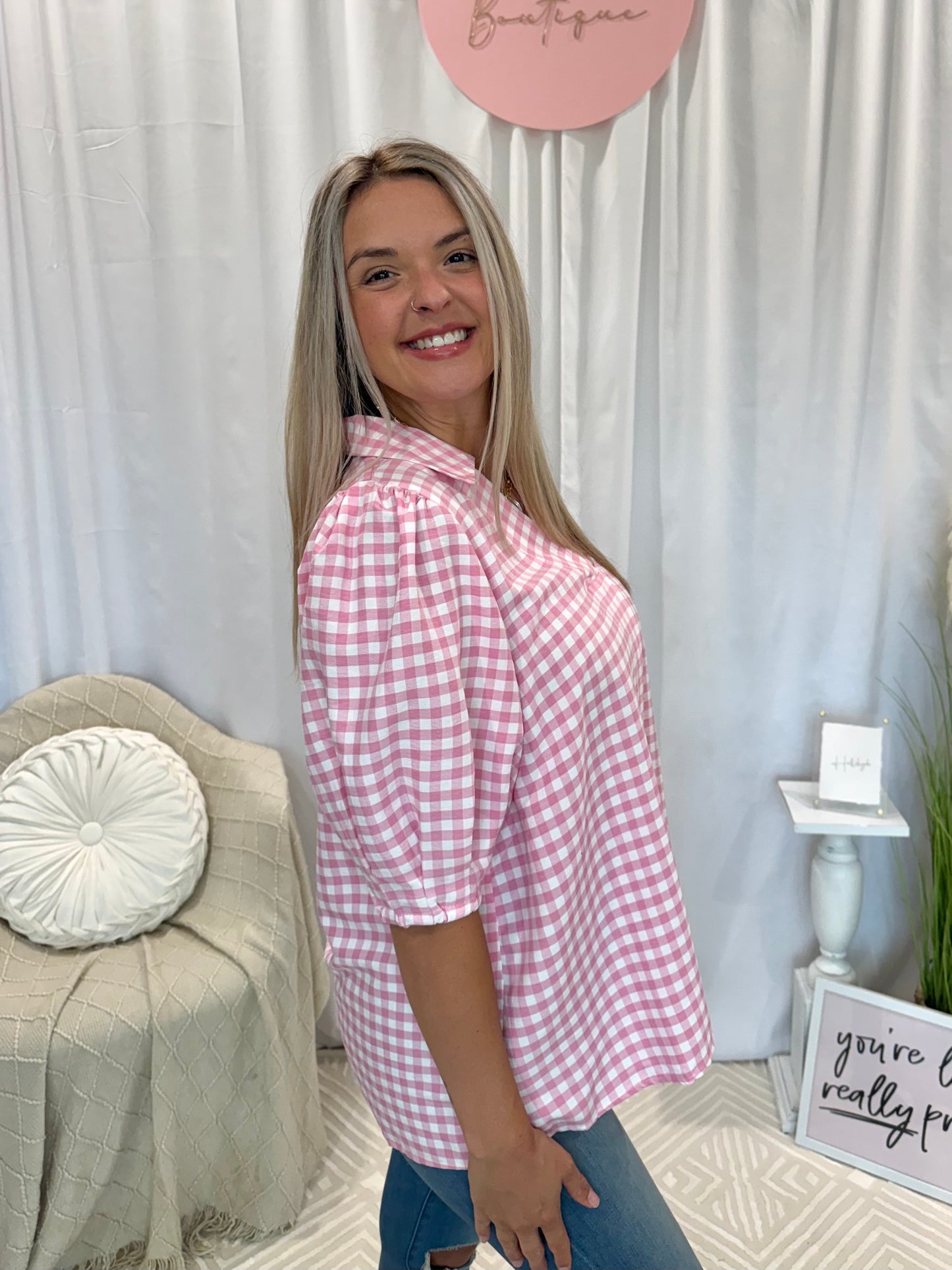 Strawberry Gingham Top