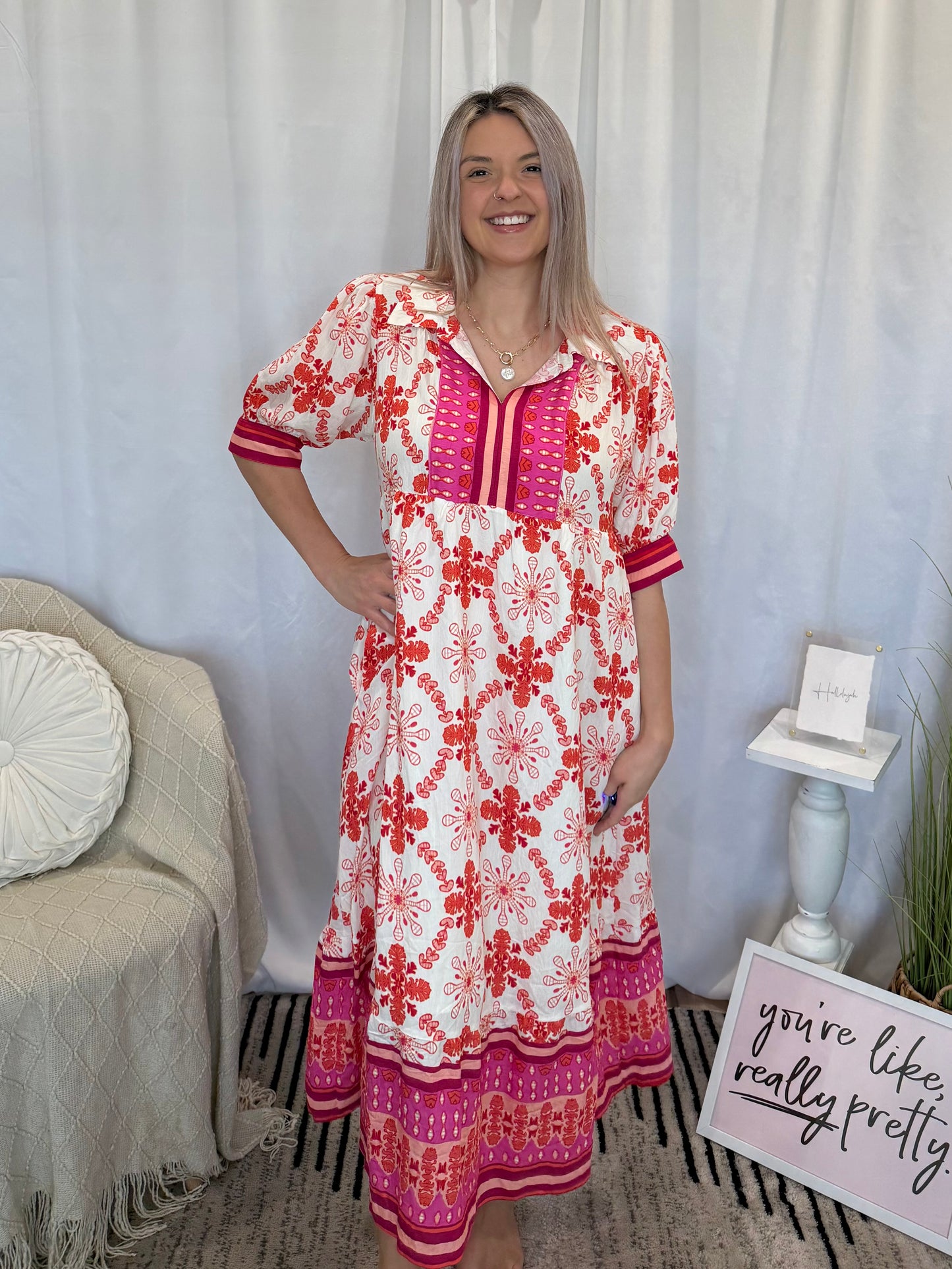 My Fav Pink Midi Dress (Pockets!)