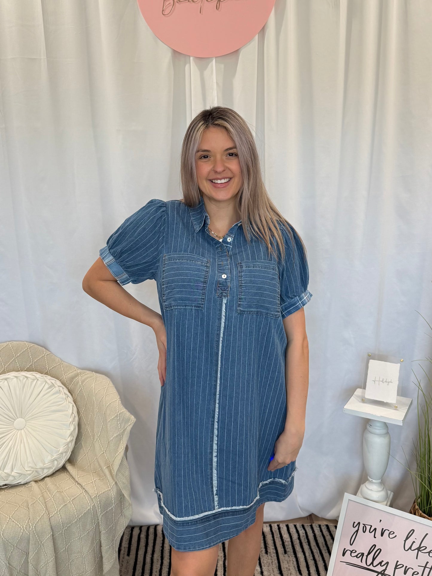 Dark Blue Agave Denim Dress