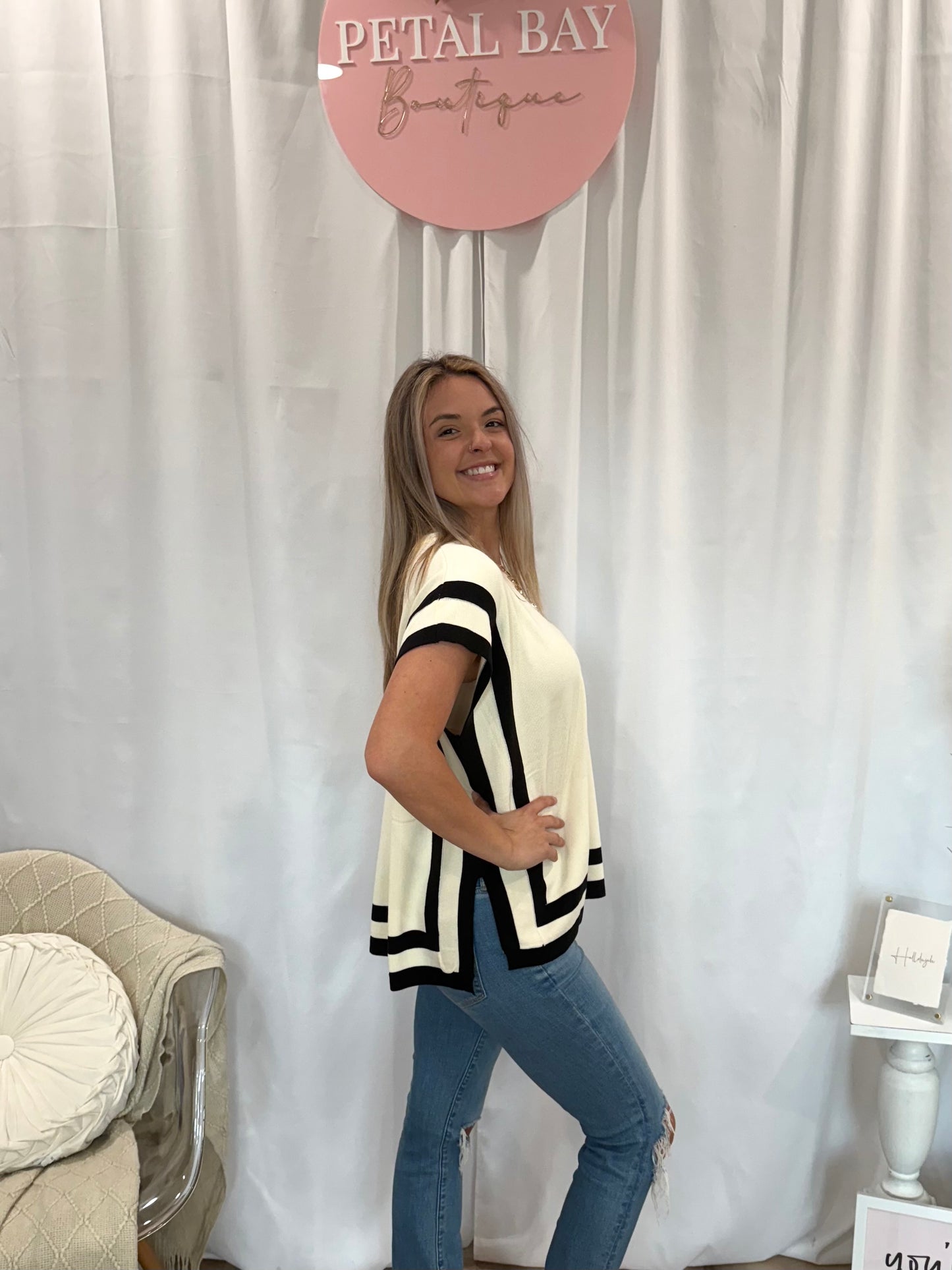 Cream Lines Top