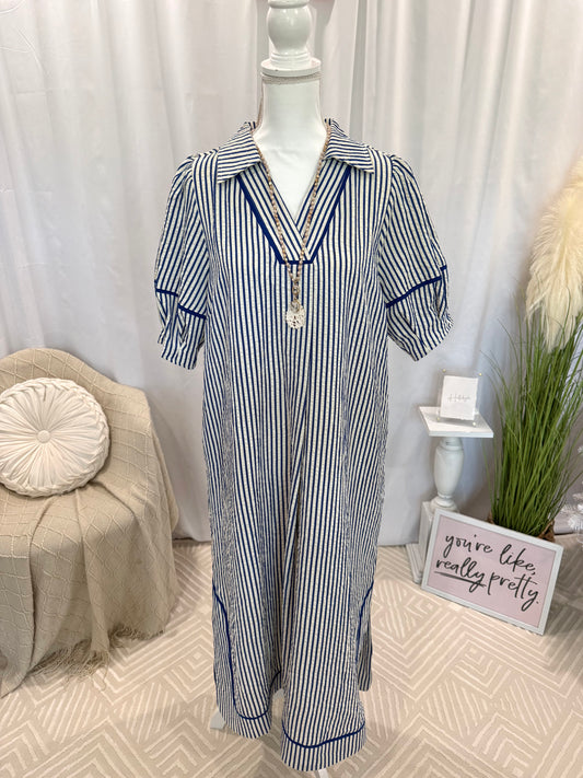 Blue Vacay Dress (Pockets!)