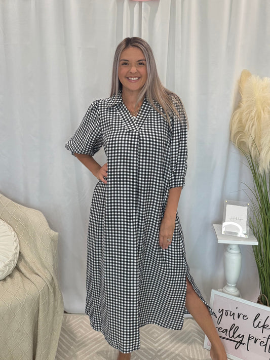 Onyx Gingham Dress (Pockets!)