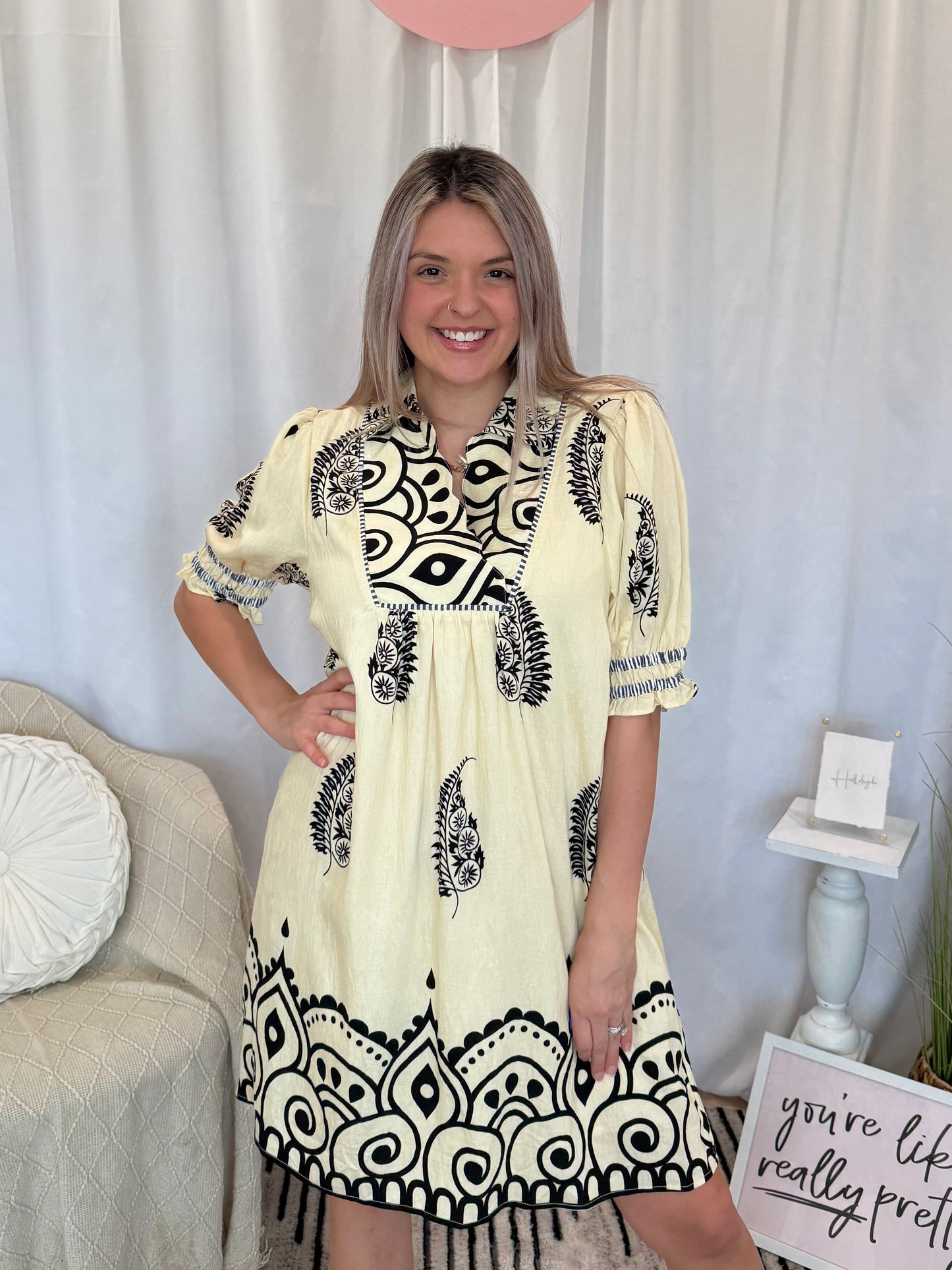 Cream Love Dress (Pockets!)