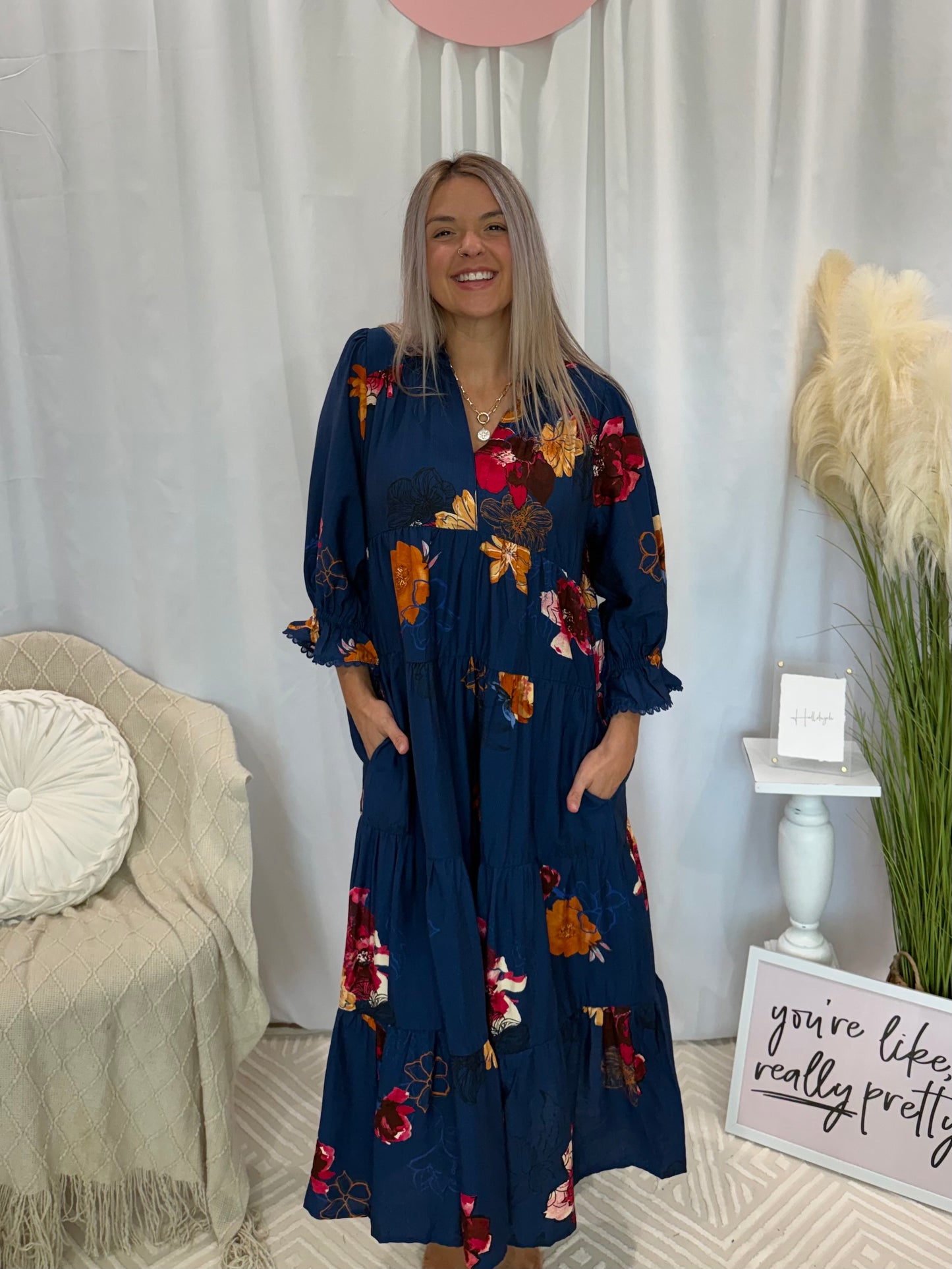 Bold in Blue Dress (Pockets!)