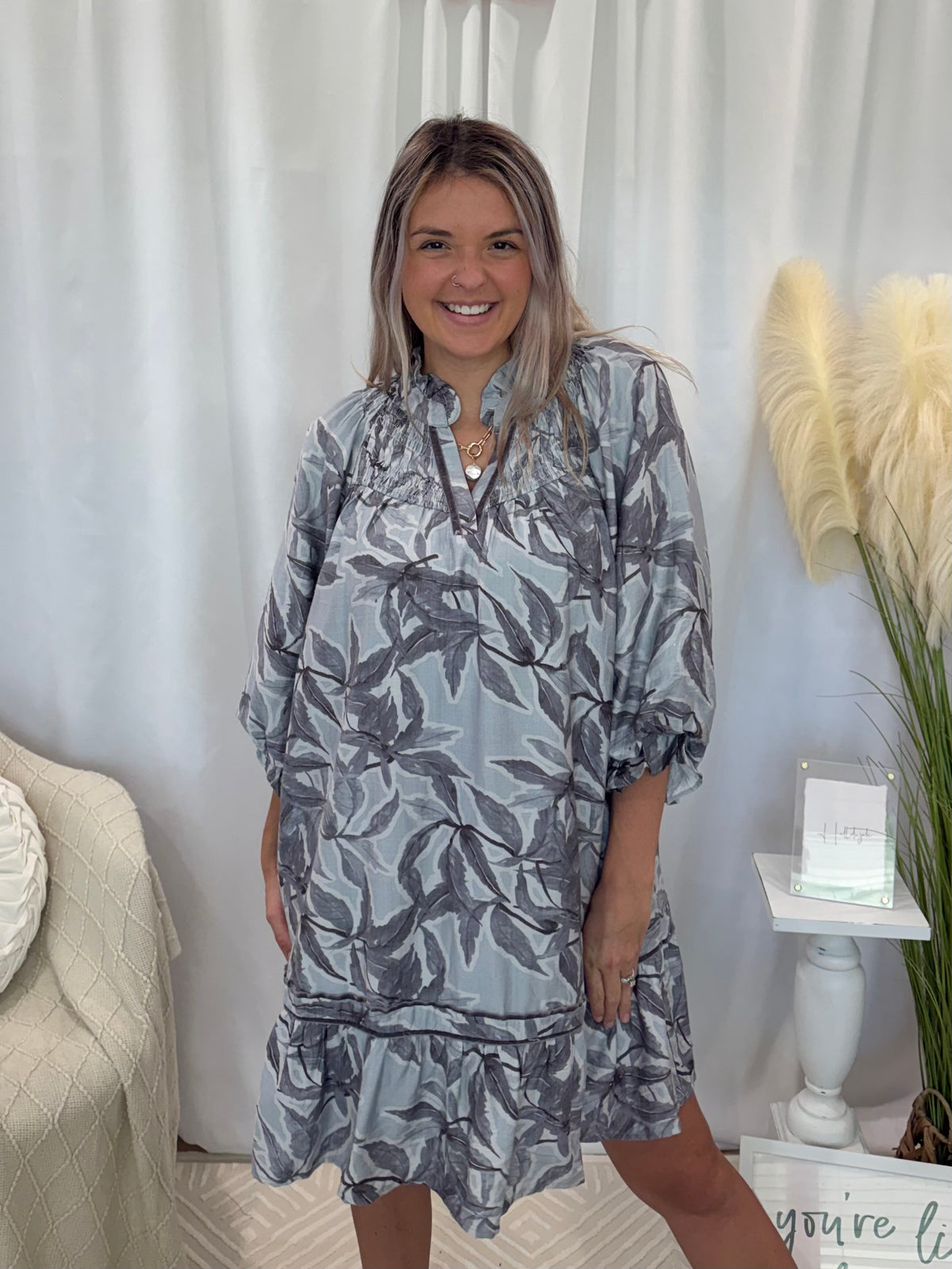 Silver Leafy Love Dress (Pockets!)