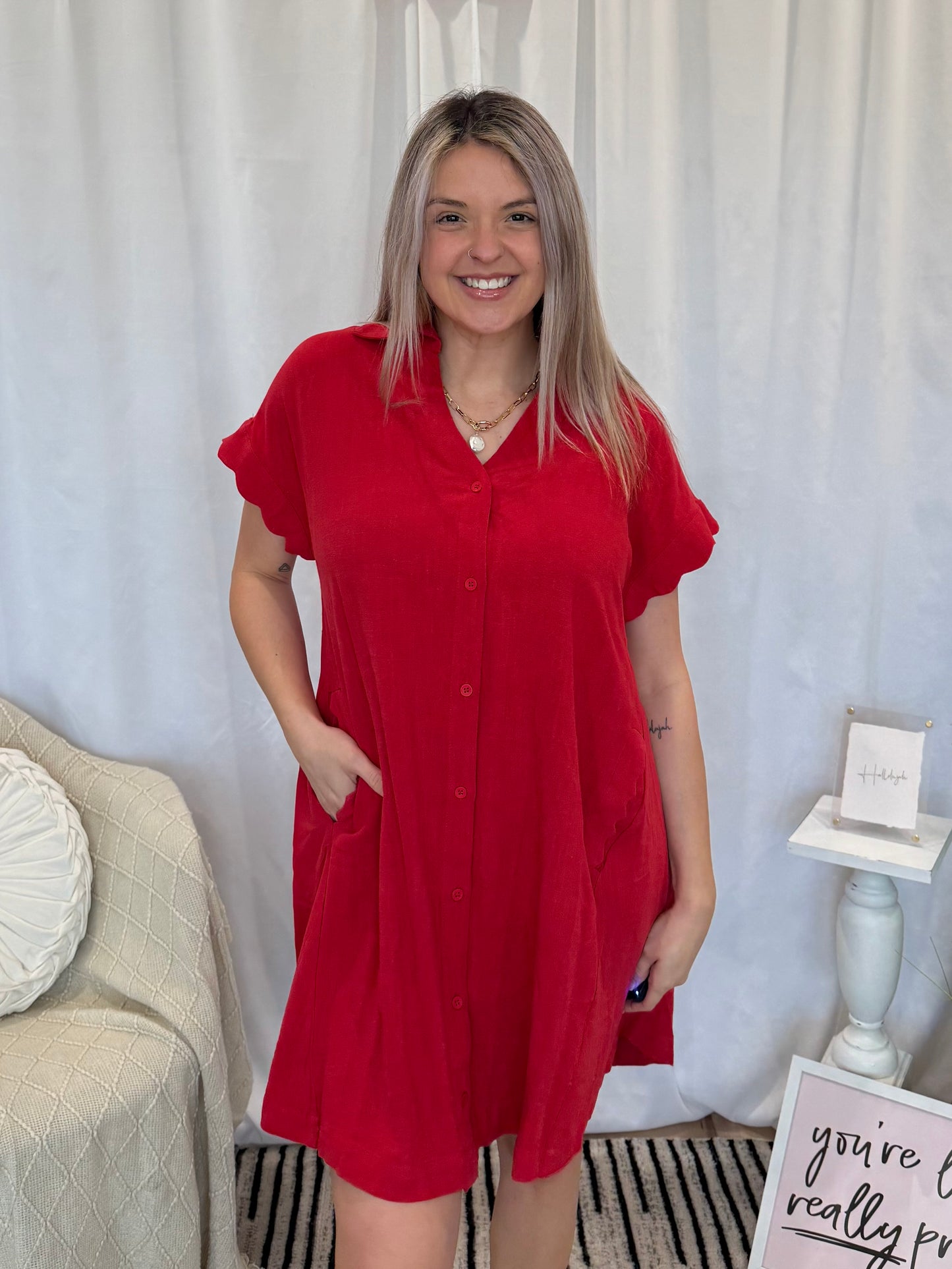 Scarlett Scalloped Dress (Pockets!)
