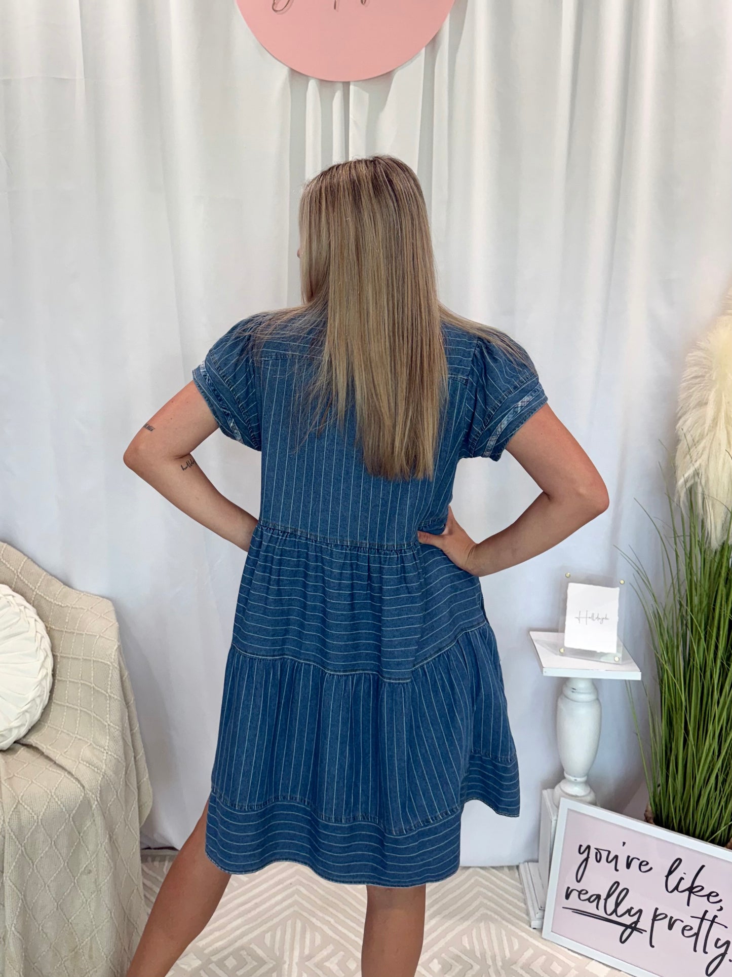 Light Daring Denim Dress (Pockets!)