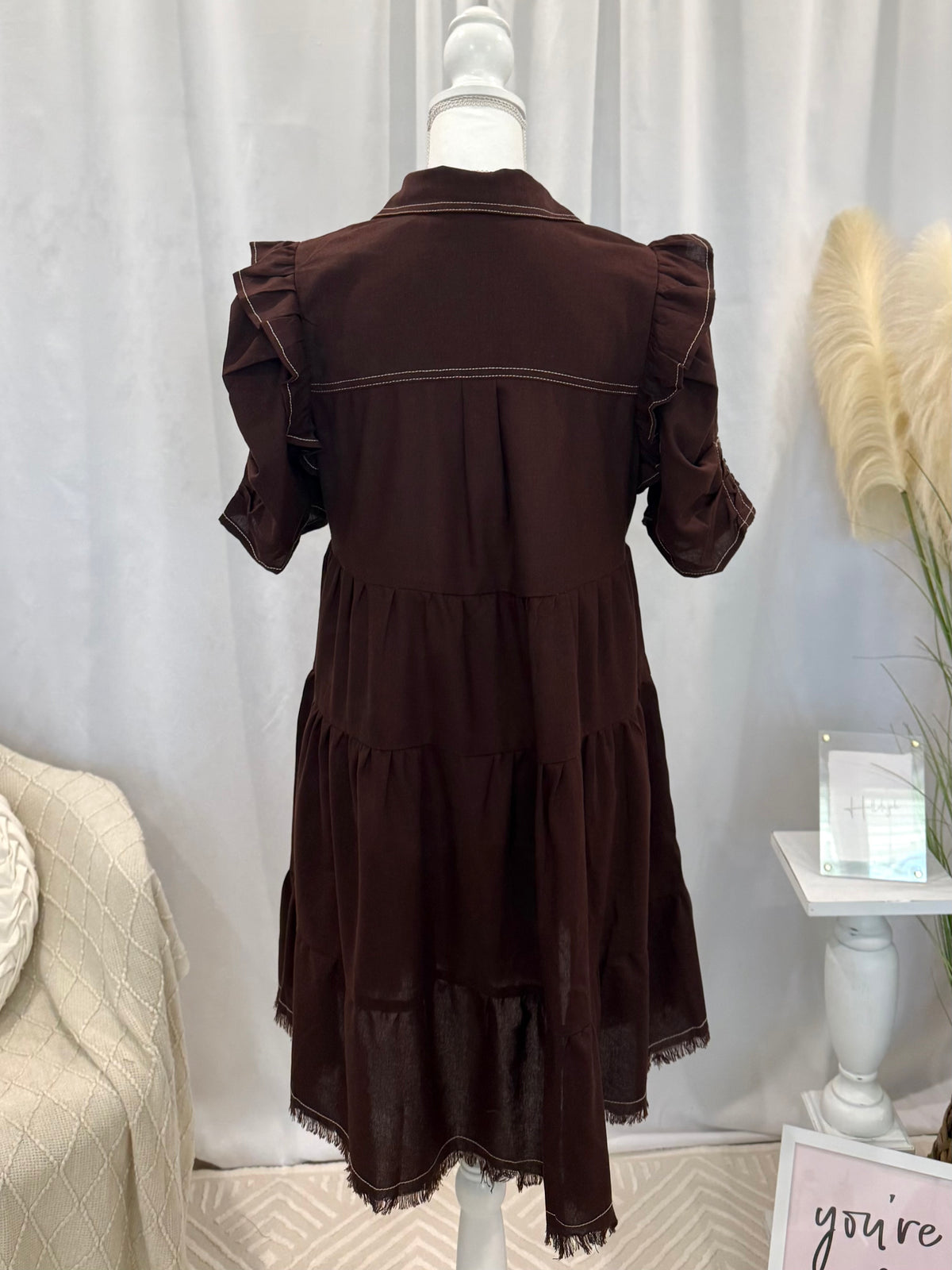 Chocolate Linen Luxury Dress (Pockets!)