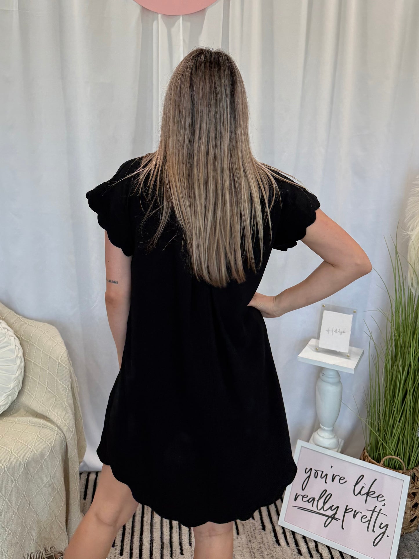 Ebony Scalloped Dress (Pockets!)