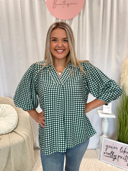 Forest Gingham Top