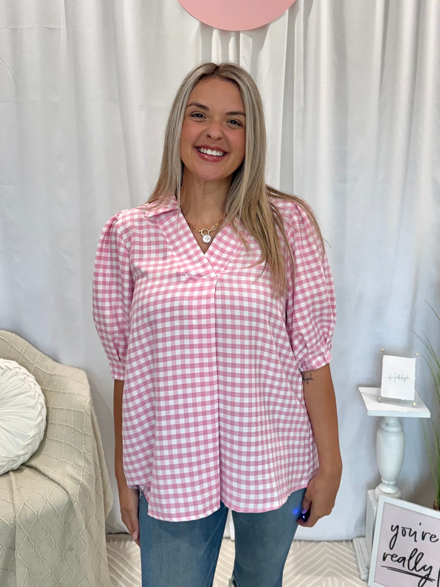 Strawberry Gingham Top