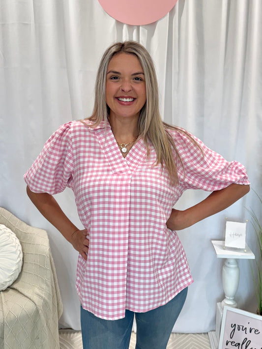 Strawberry Gingham Top
