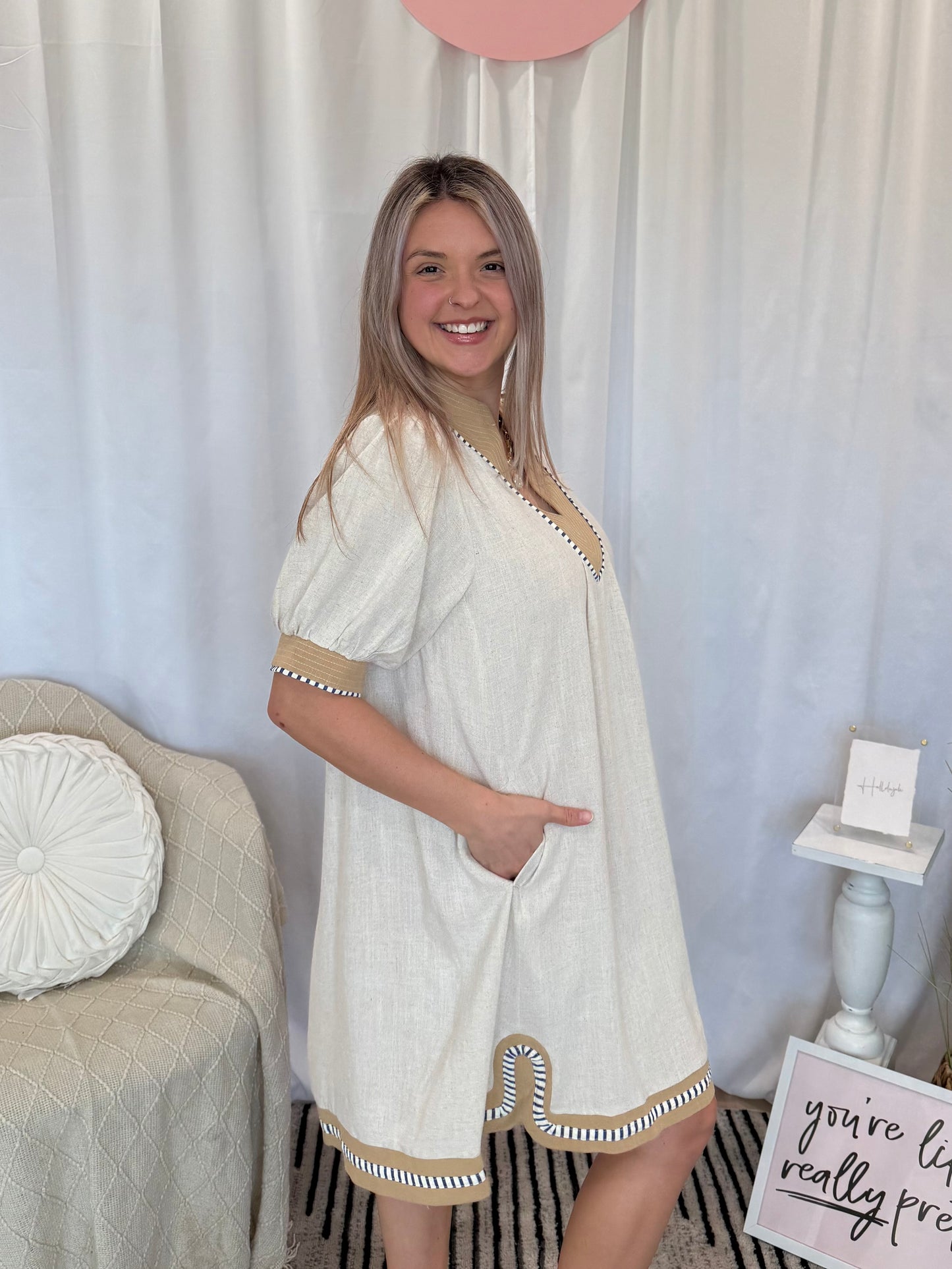 Born For Beige Dress (Pockets!)