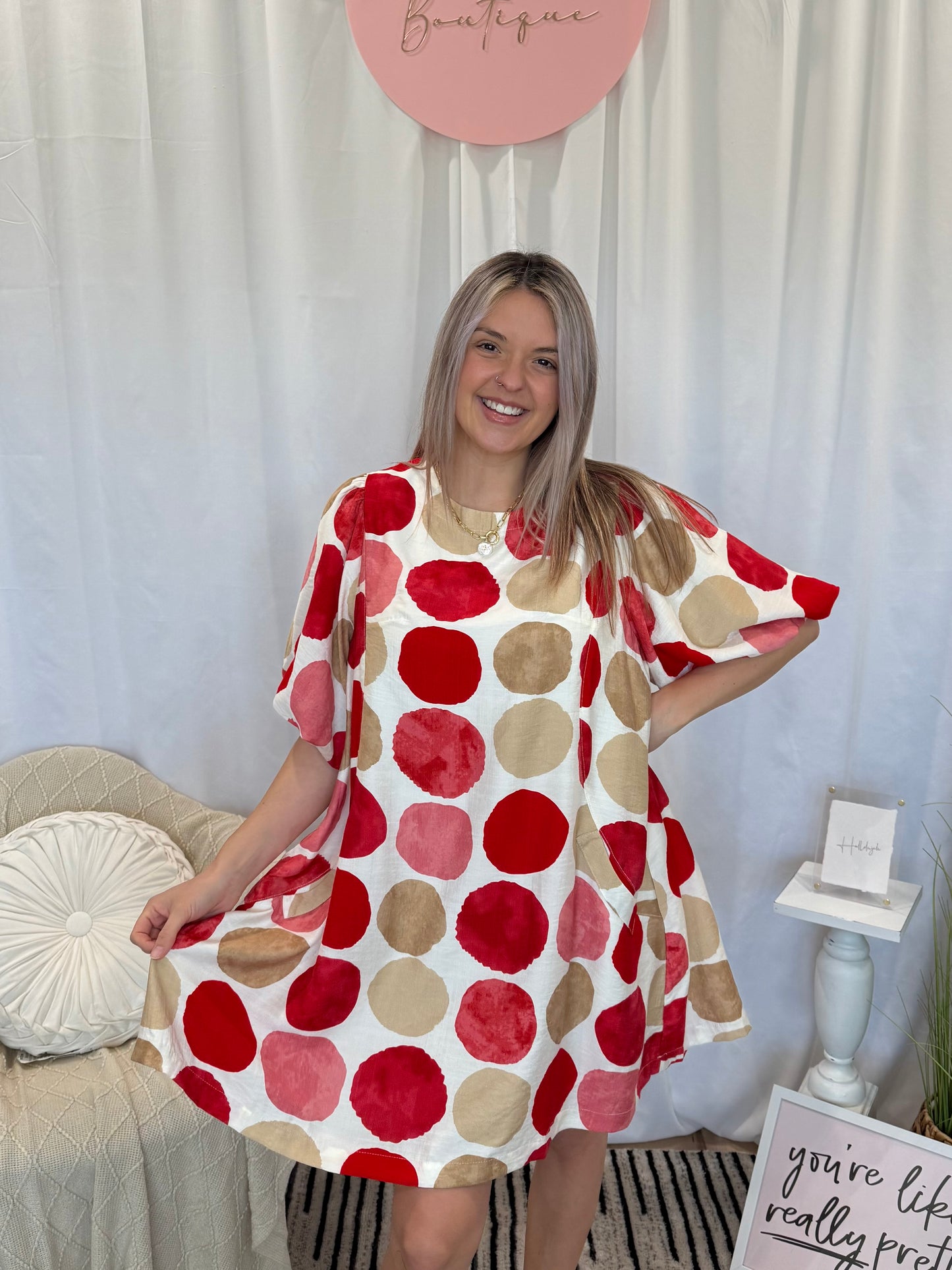 Raspberry Snap Dress (Pockets!)
