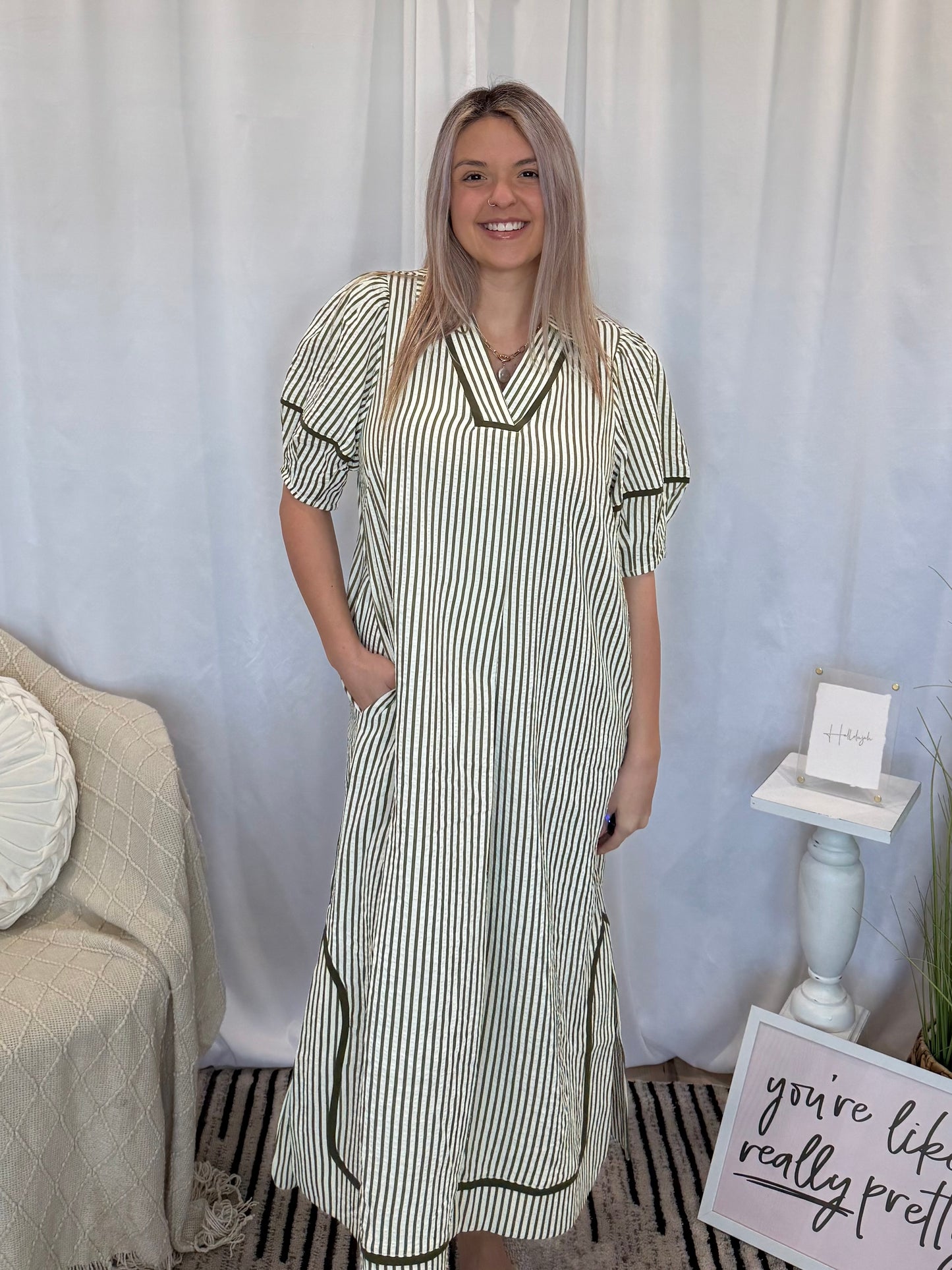 Green Vacay Dress (Pockets!)