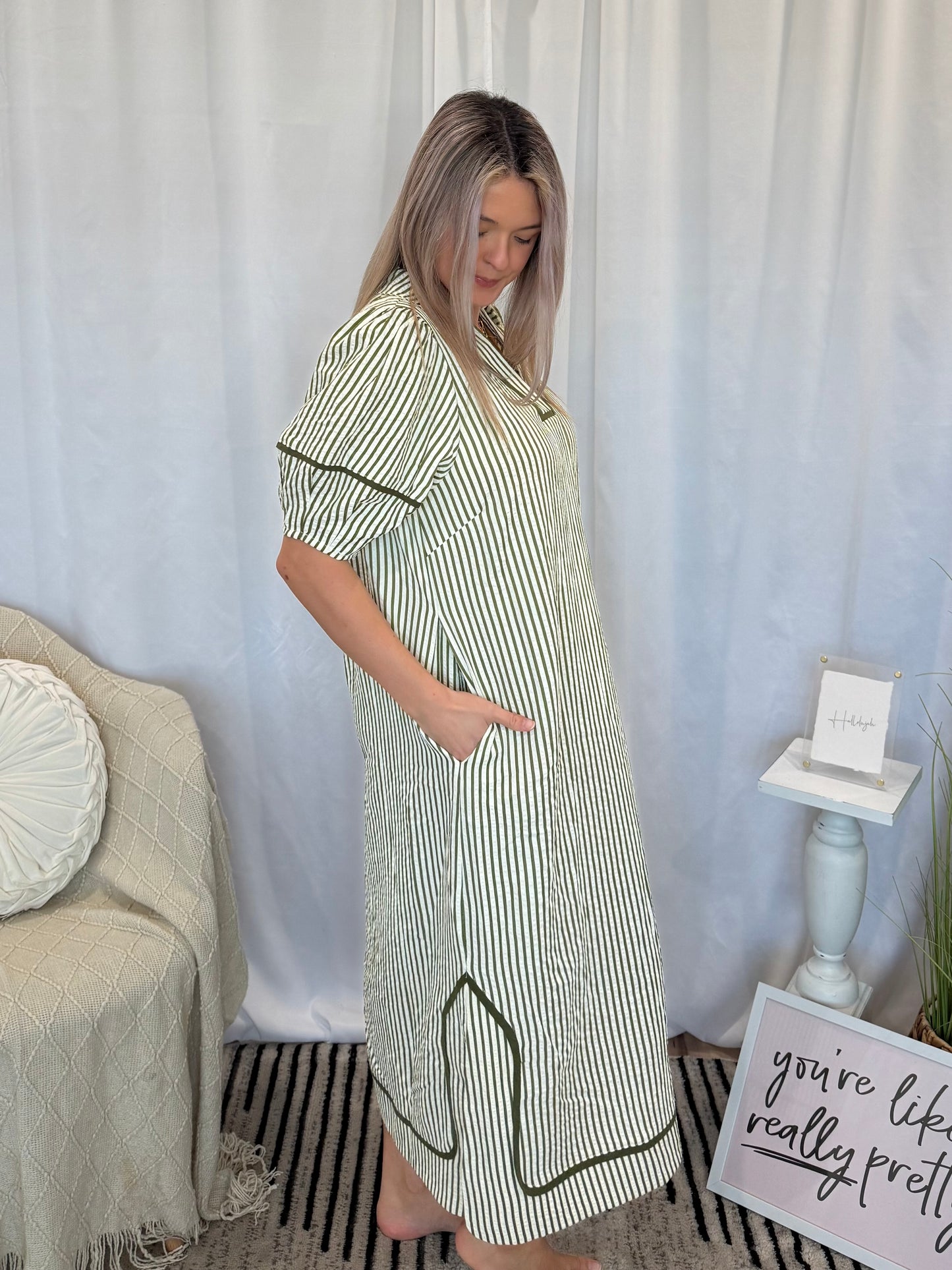 Green Vacay Dress (Pockets!)