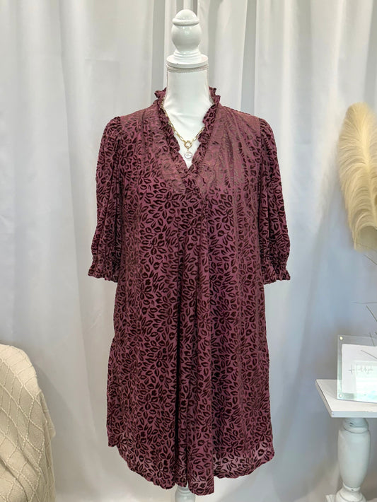 Flattering in Velvet Fuschia Dress (Pockets!)