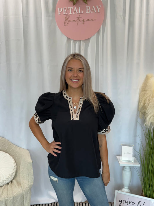 Black Cheetah Top