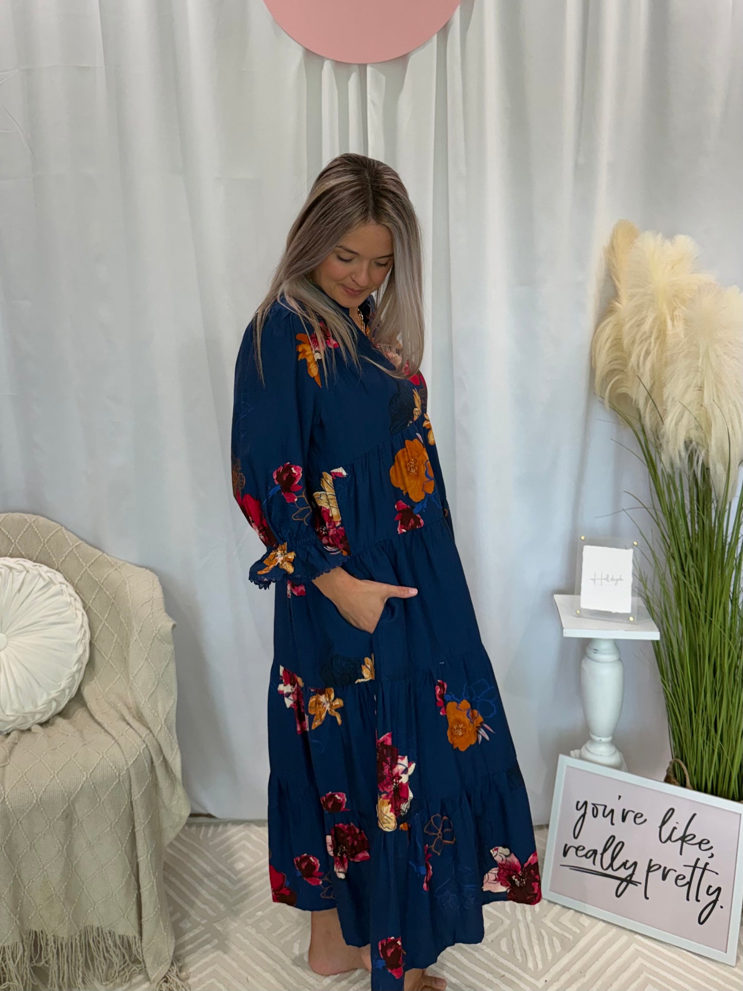 Bold in Blue Dress (Pockets!)