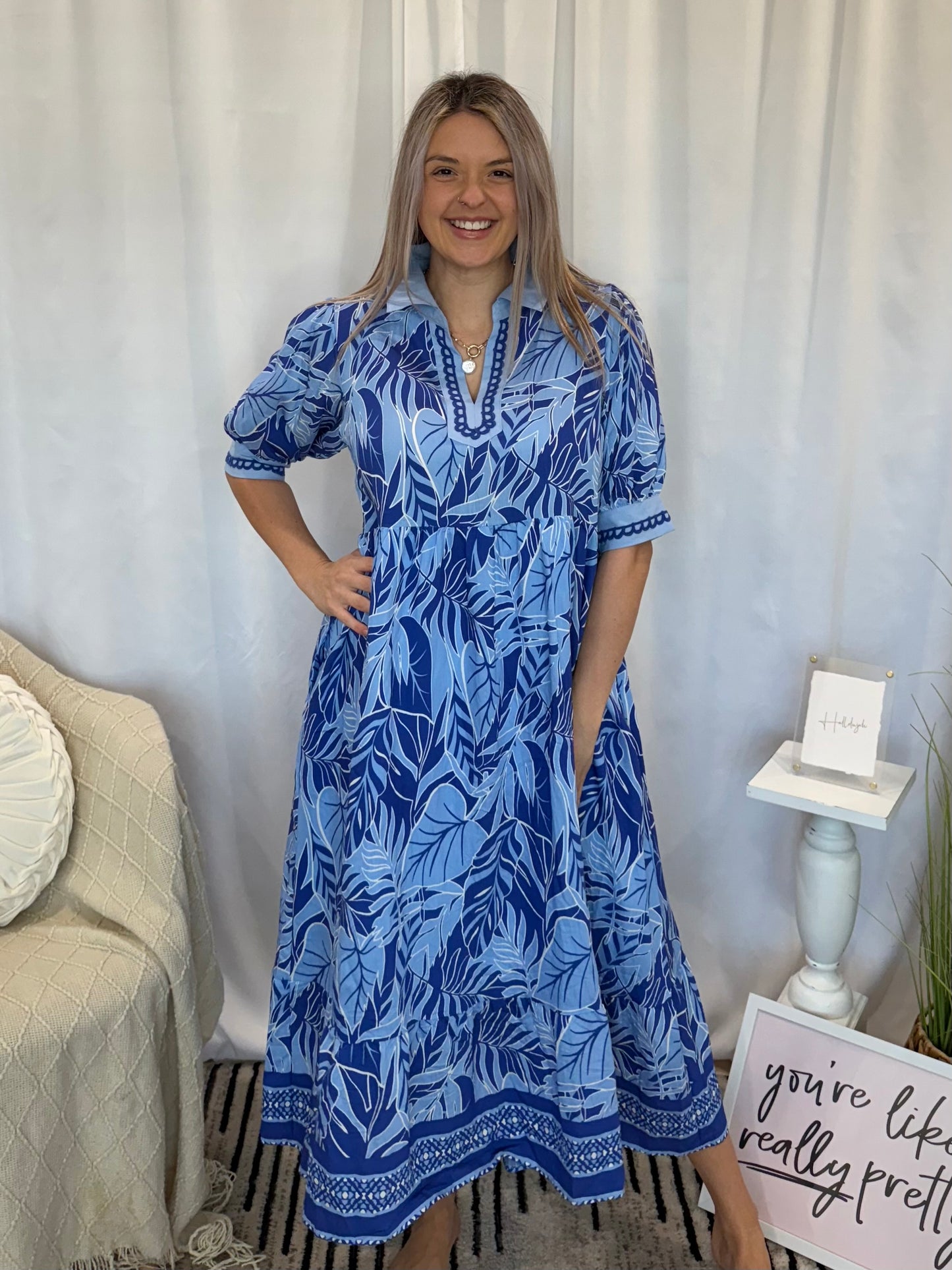 Beautiful Blue Hawaiian Dress – Petal Bay Boutique