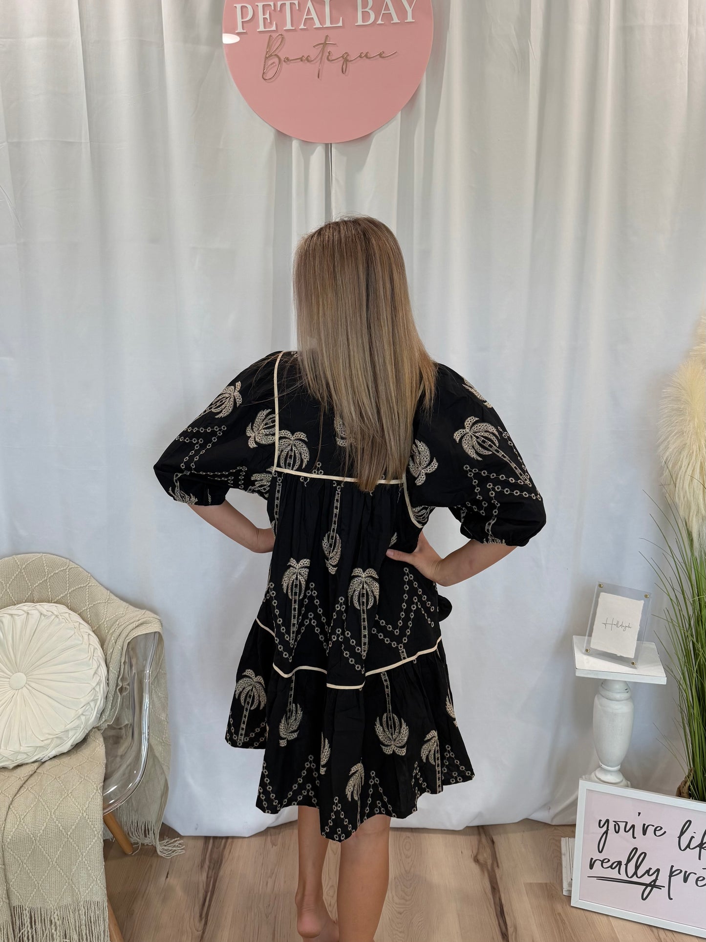 Black & Brown Palms Dress