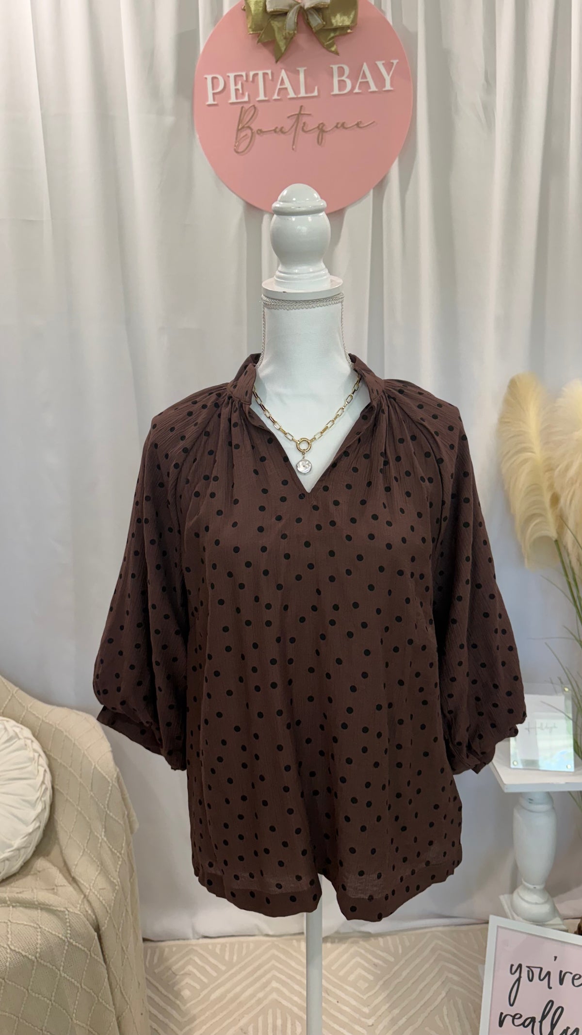 Chocolate Polka Dot Top