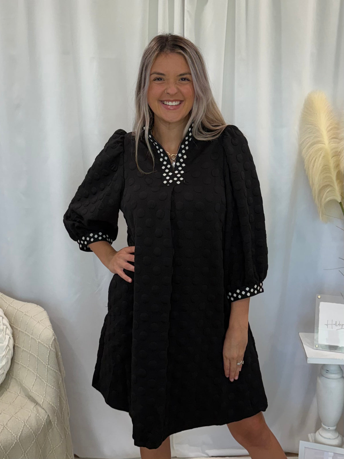 Black Polka Dot Dress (Pockets!)