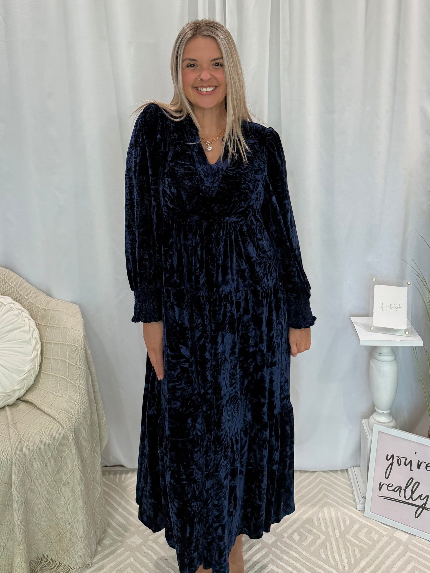 Velvety Indigo Dress (Pockets!)