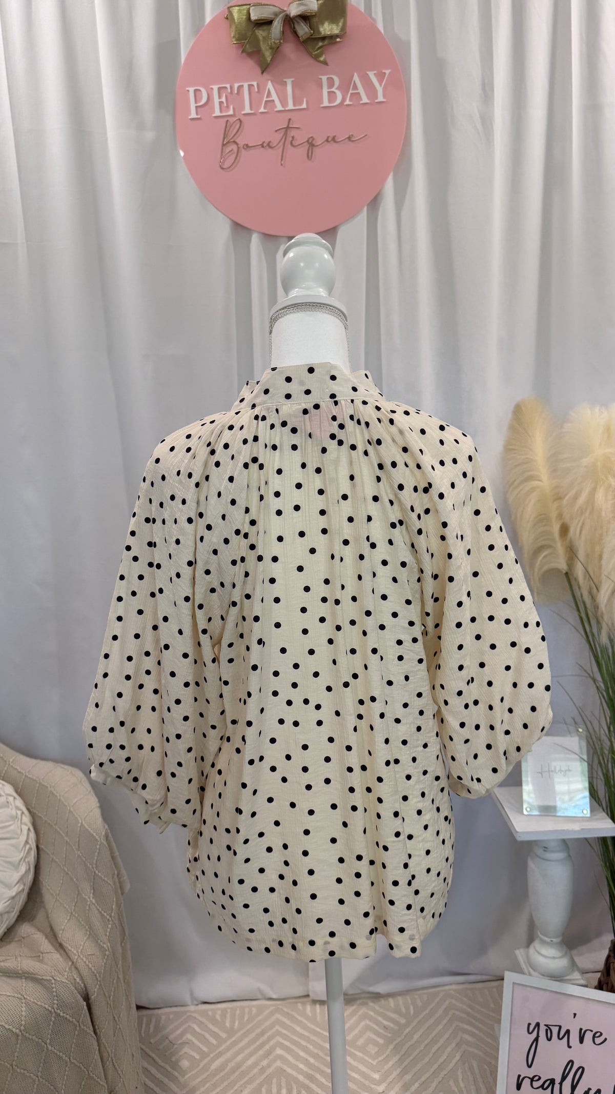 Cream Polka Dot Top