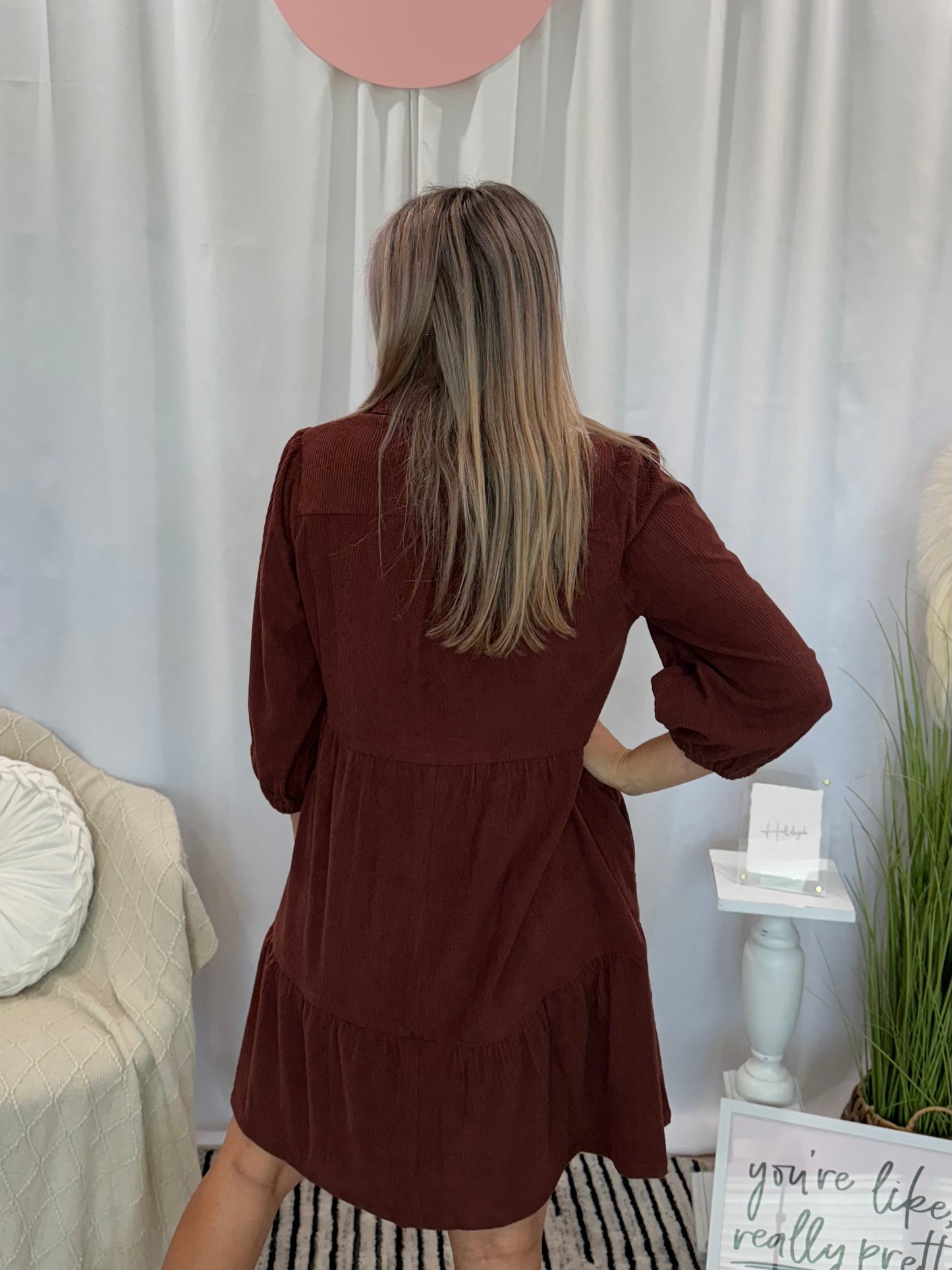 Espresso Corduroy Classic Dress (Pockets!)